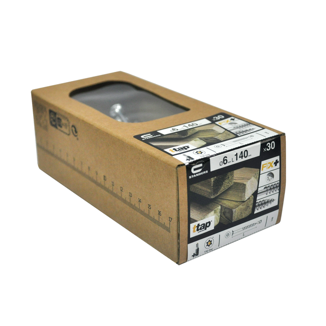 Lot de 30 vis bois acier tête fraisée ttap® STANDERS x L.140 mm