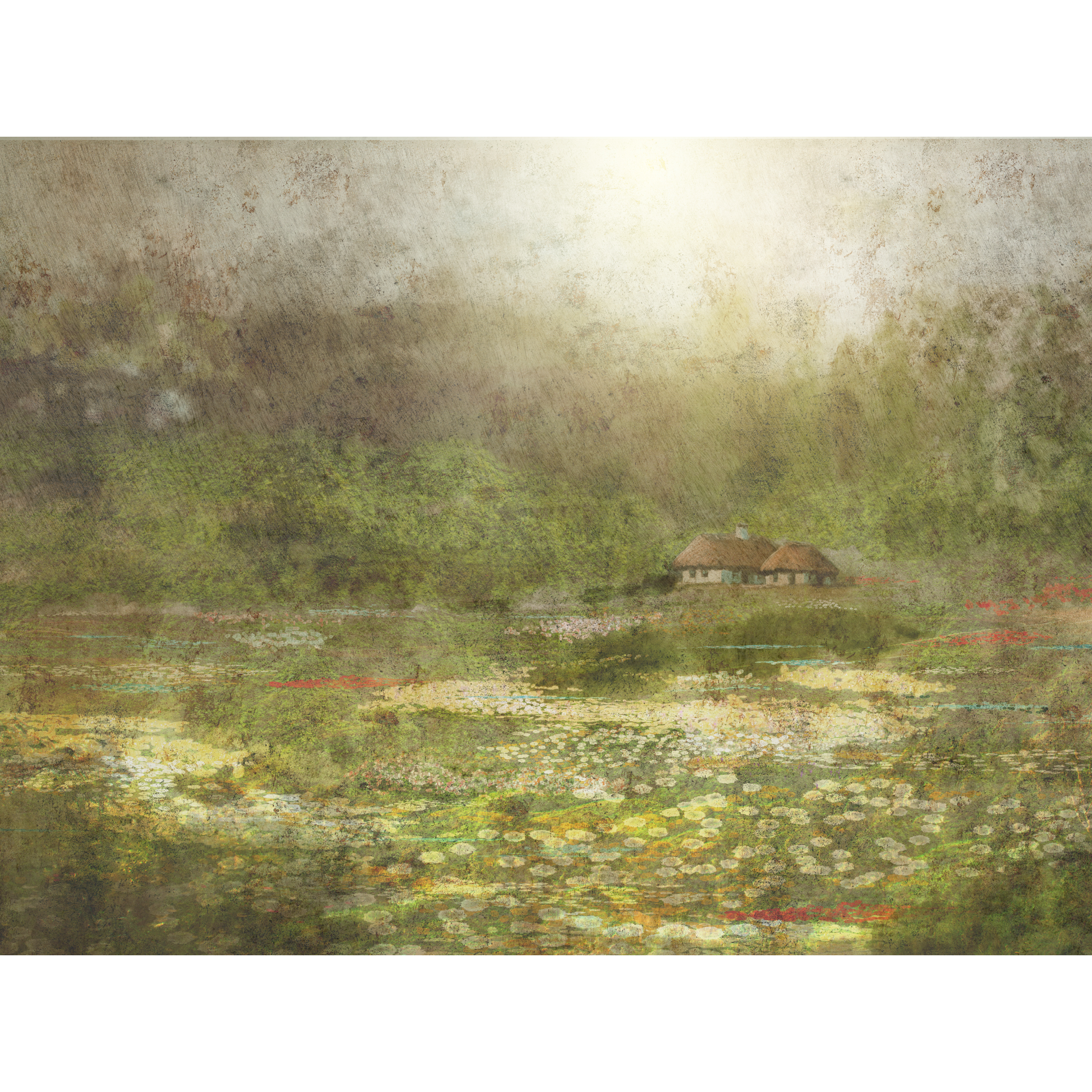Mural Cottage pejzaż leśna polana 400 x 280 cm struktura Art