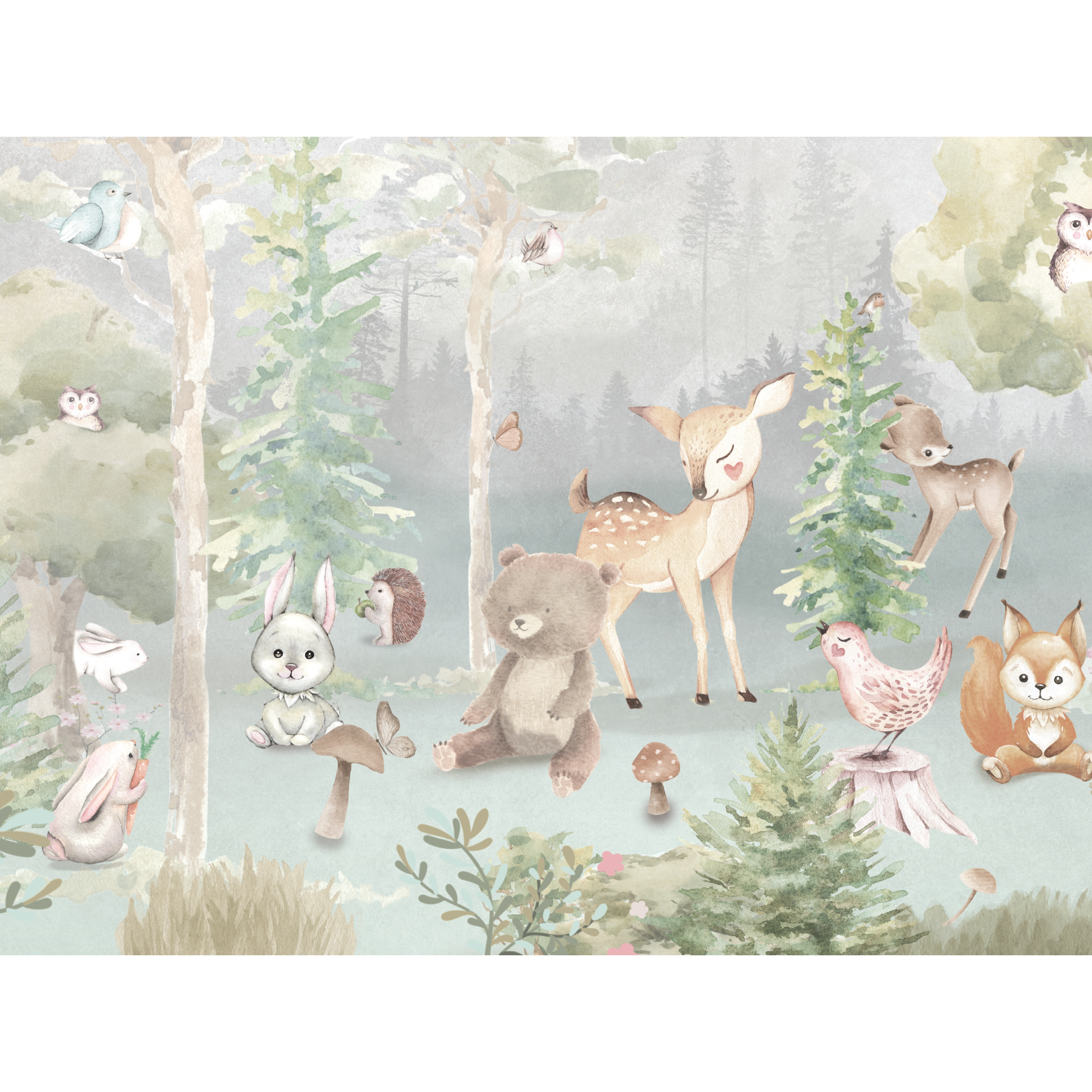 Mural dziecięcy Bambi leśna polana 400 x 280 cm delikatna struktura