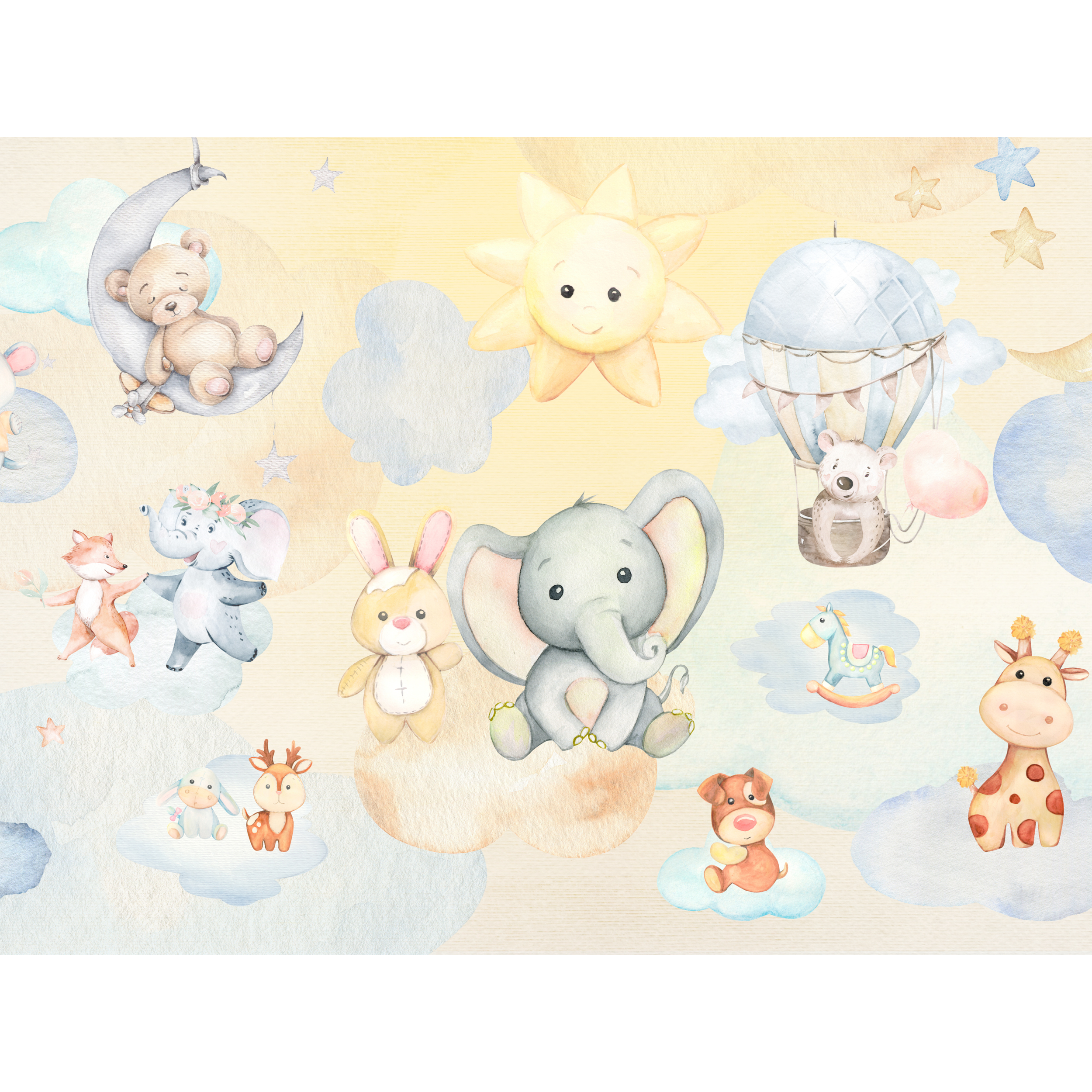 Mural dziecięcy Dream w chmurach 400 x 280 cm delikatna struktura