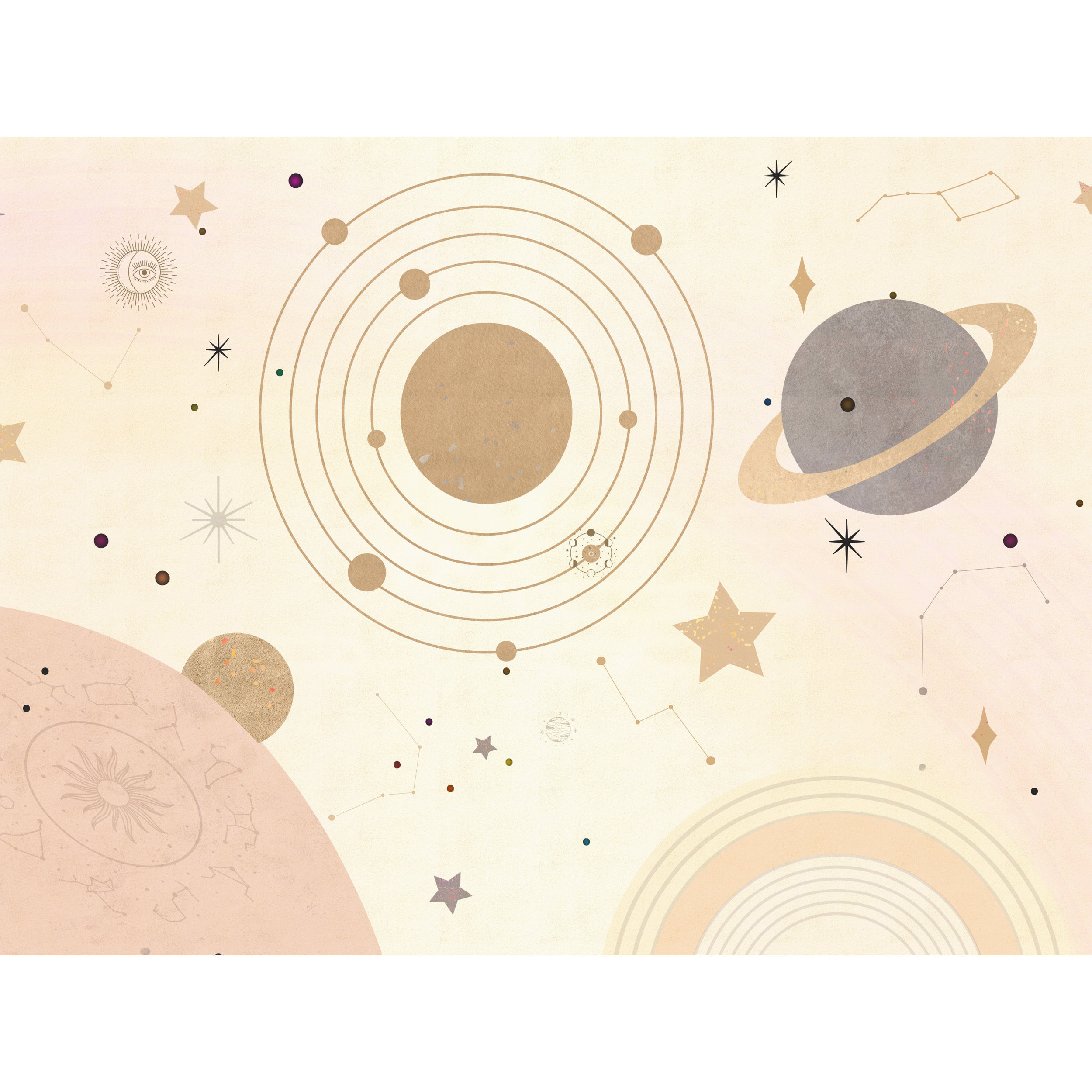 Mural dziecięcy Planets planety 400 x 280 cm delikatna struktura