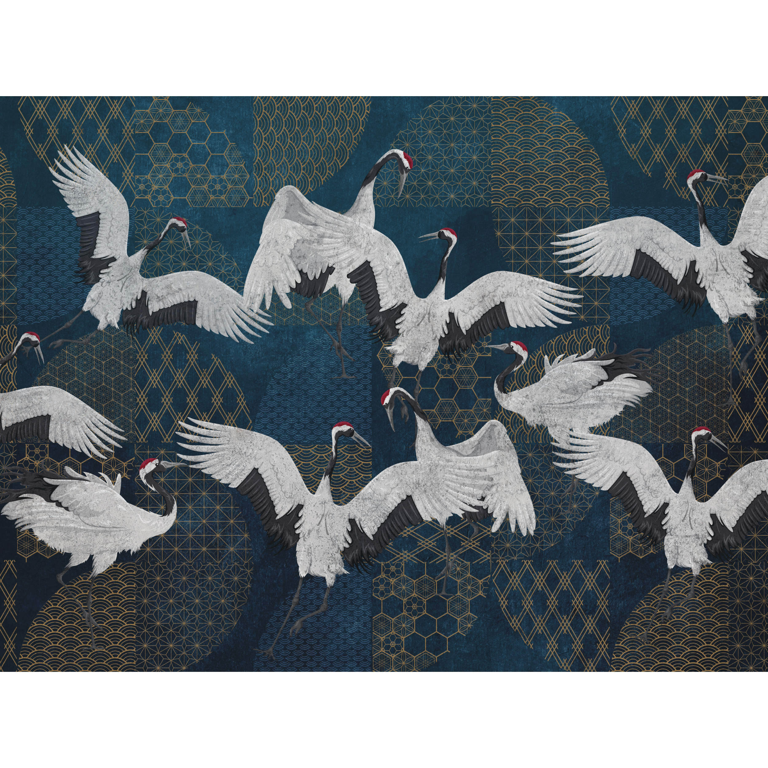Mural Orizuru taniec żurawi 400 x 280 cm delikatna struktura