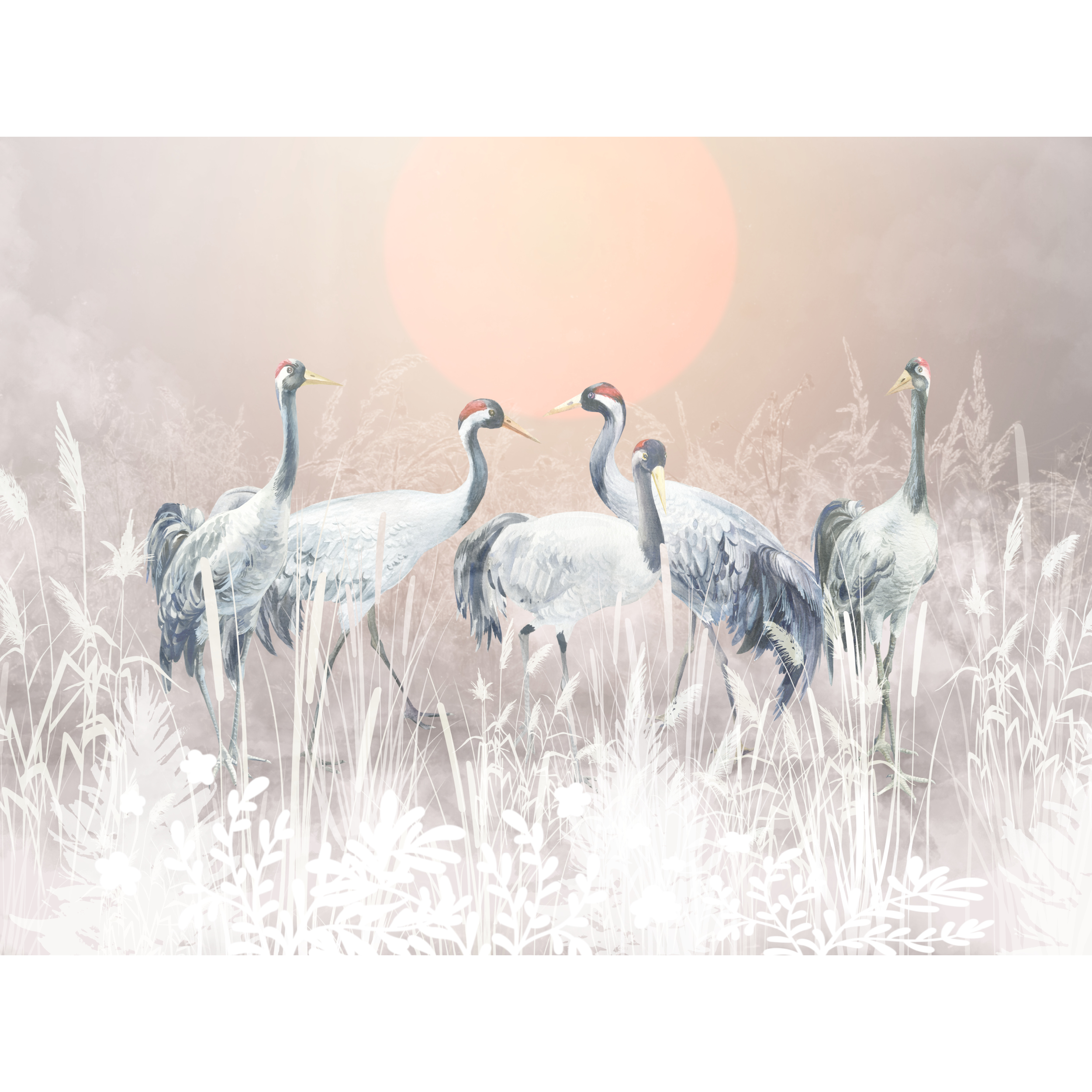 Mural Tsuru żurawie 400 x 280 cm struktura płótna