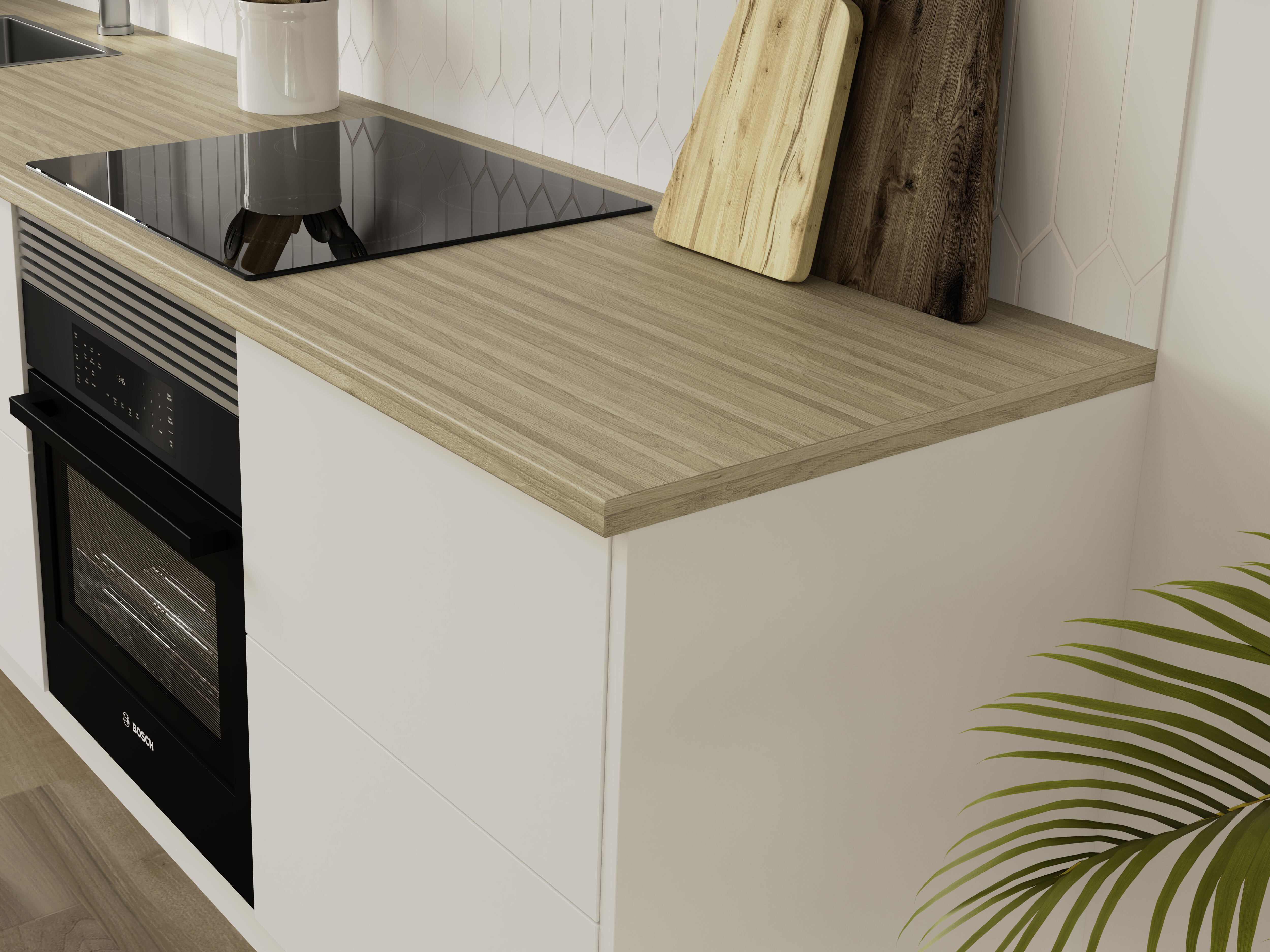 Rollo canto de encimera laminada para cocina Chester roble miel 3.5x360 cm - 2