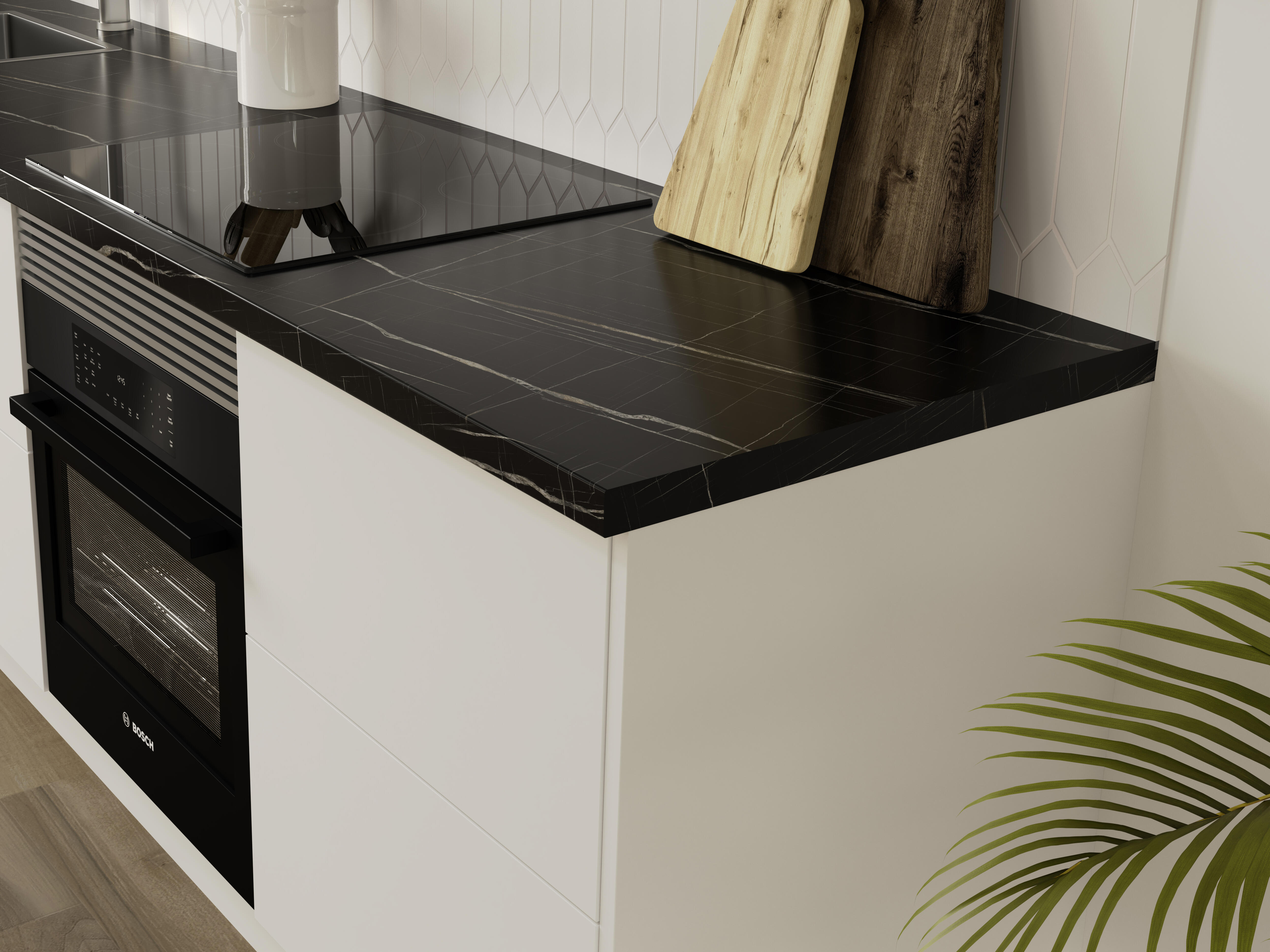 Rollo canto de encimera laminada para cocina Chester negro marquina 4.5x360 cm - 2