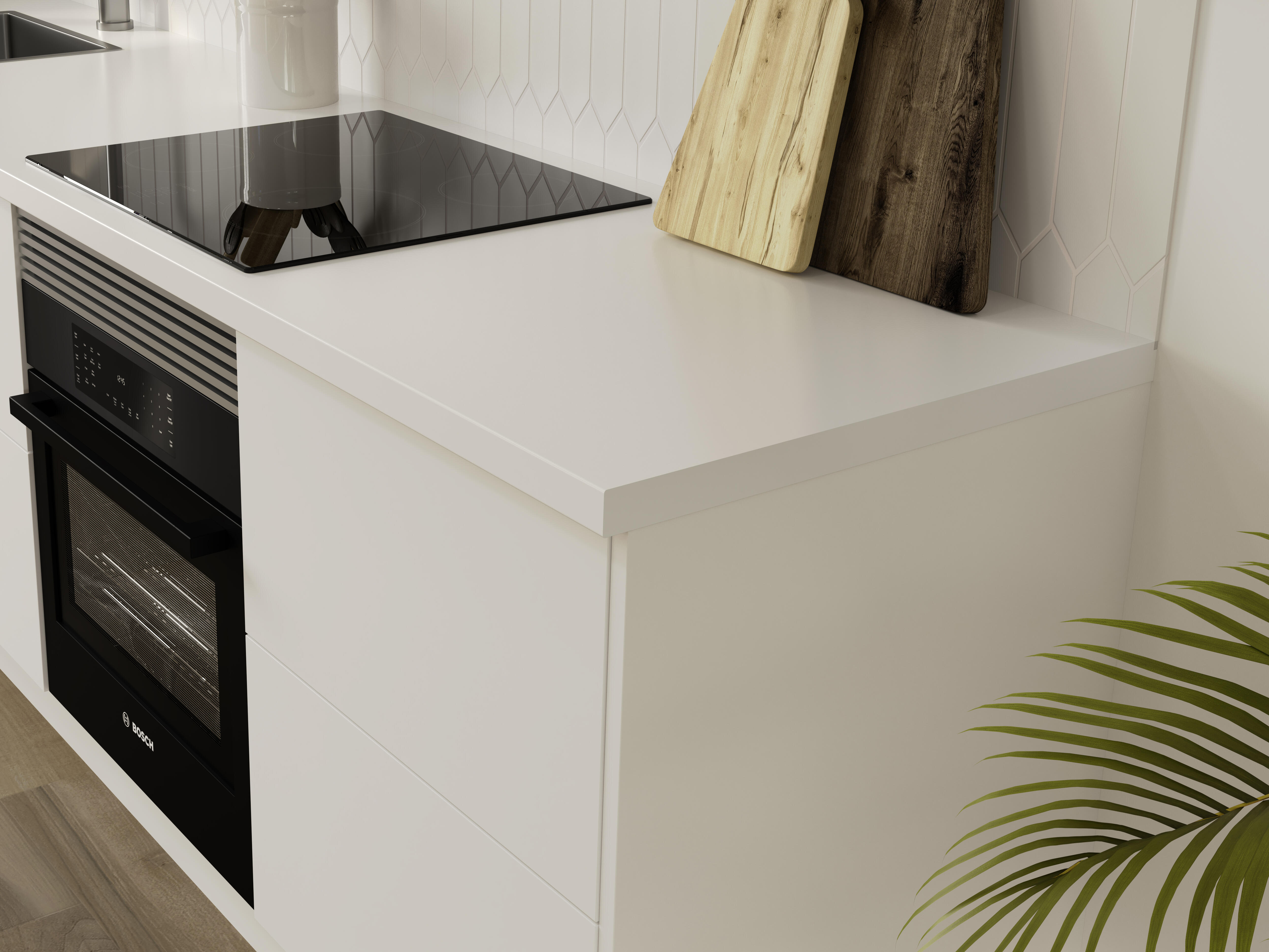 Rollo canto de encimera laminada para cocina Chester blanco brillo 4.5x360 cm - 2