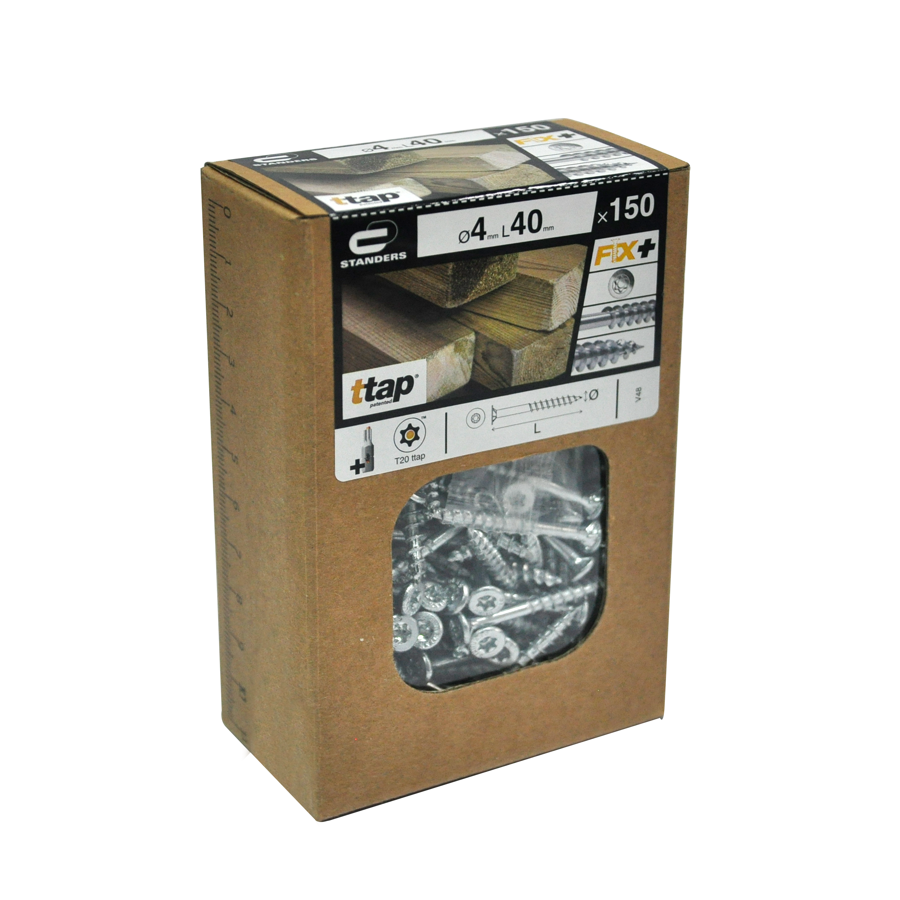 Lot de 150 vis bois acier tête fraisée ttap® STANDERS x L.40 mm