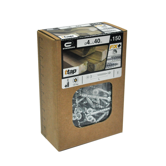 Lot de 150 vis bois acier tête fraisée ttap® STANDERS x L.40 mm