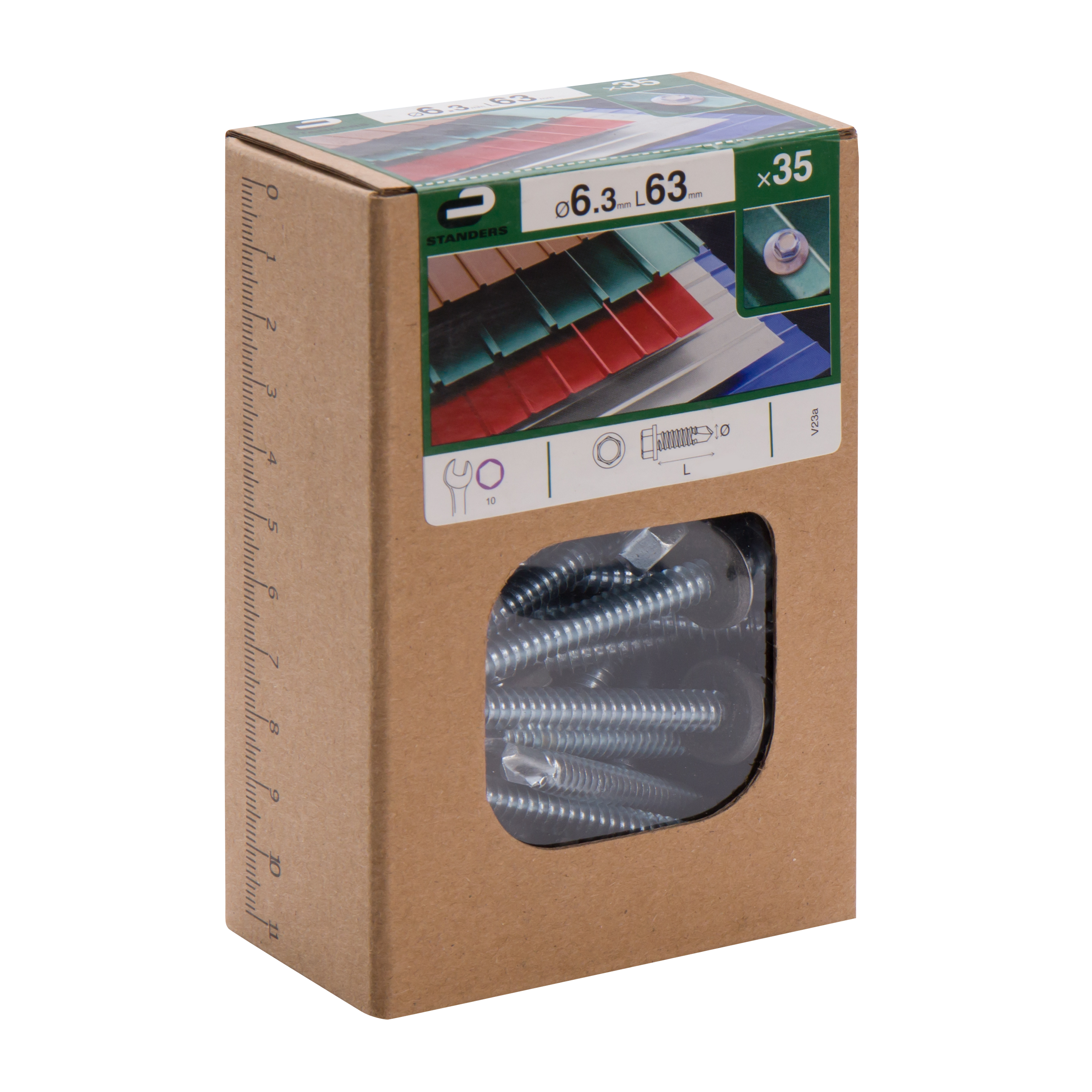 35 vis acier tête 6 pans hex STANDERS, Ø6.3 x L.63 mm - 6