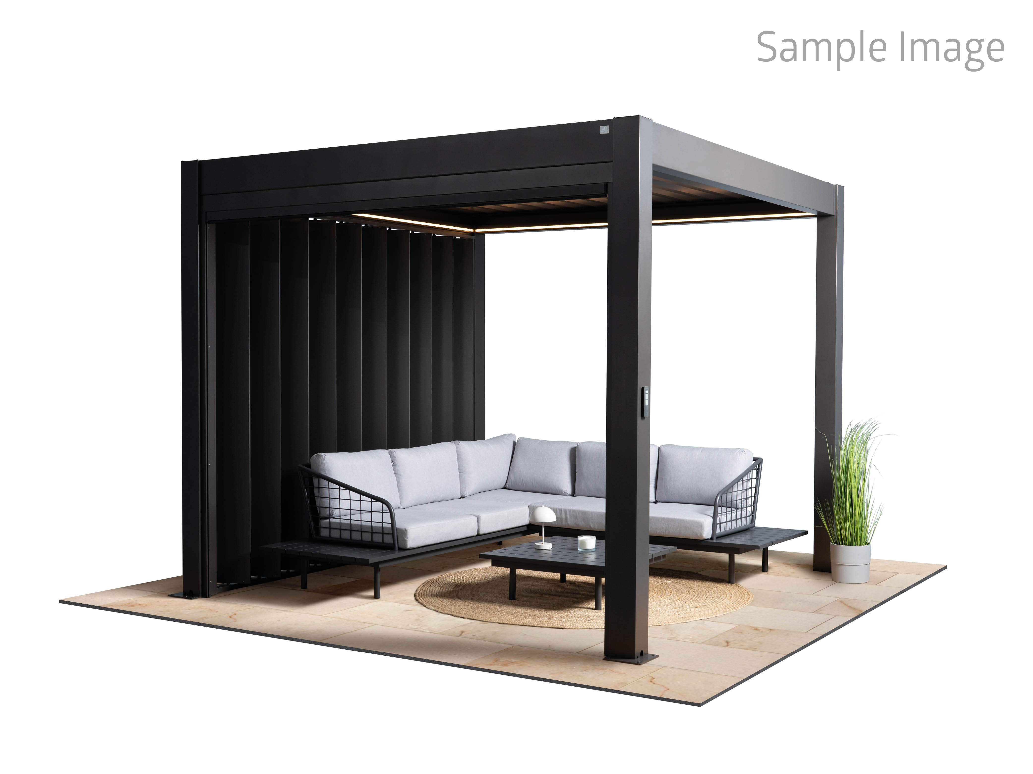 pergola bioclimatica de acero biohort gris oscuro y lama gris oscuro de 608 x 312 x 264 cm manual