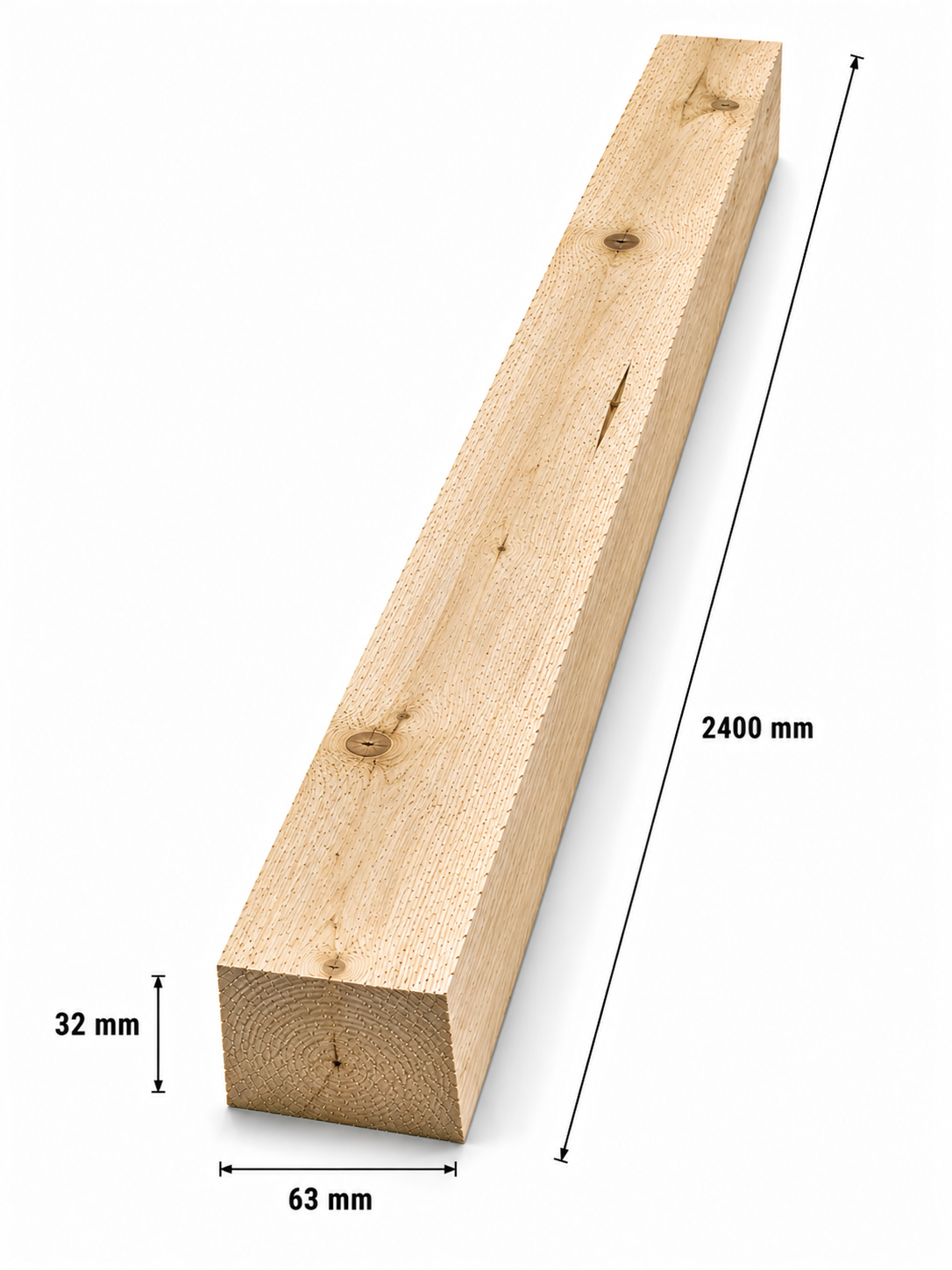 Listón de abeto sin cepillar 32x63mm x 2.4M (ancho x espesor x largo) - 2