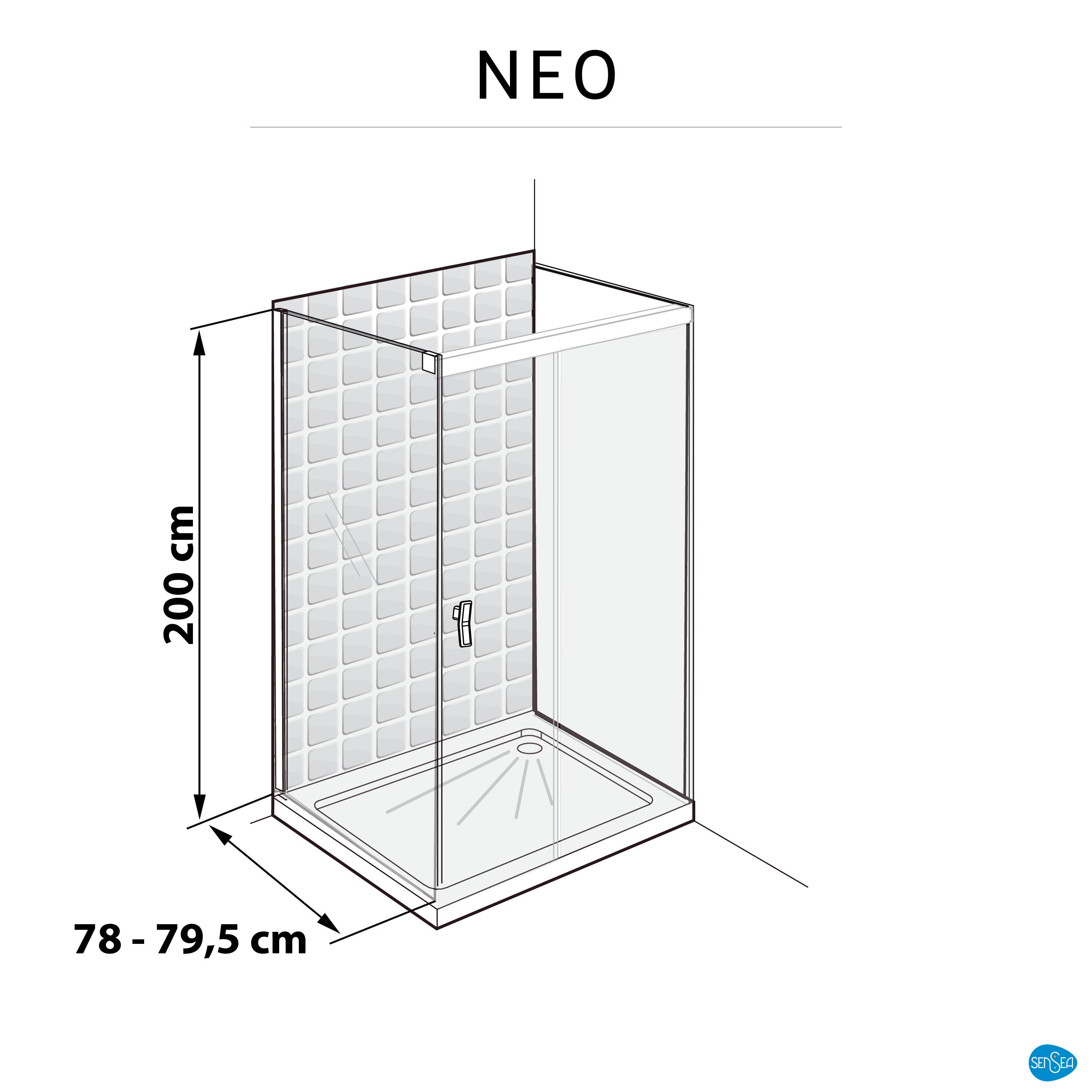 Ściana boczna do połączenia z drzwiami przesuwnymi Neo 80 X 200 Sensea - 7