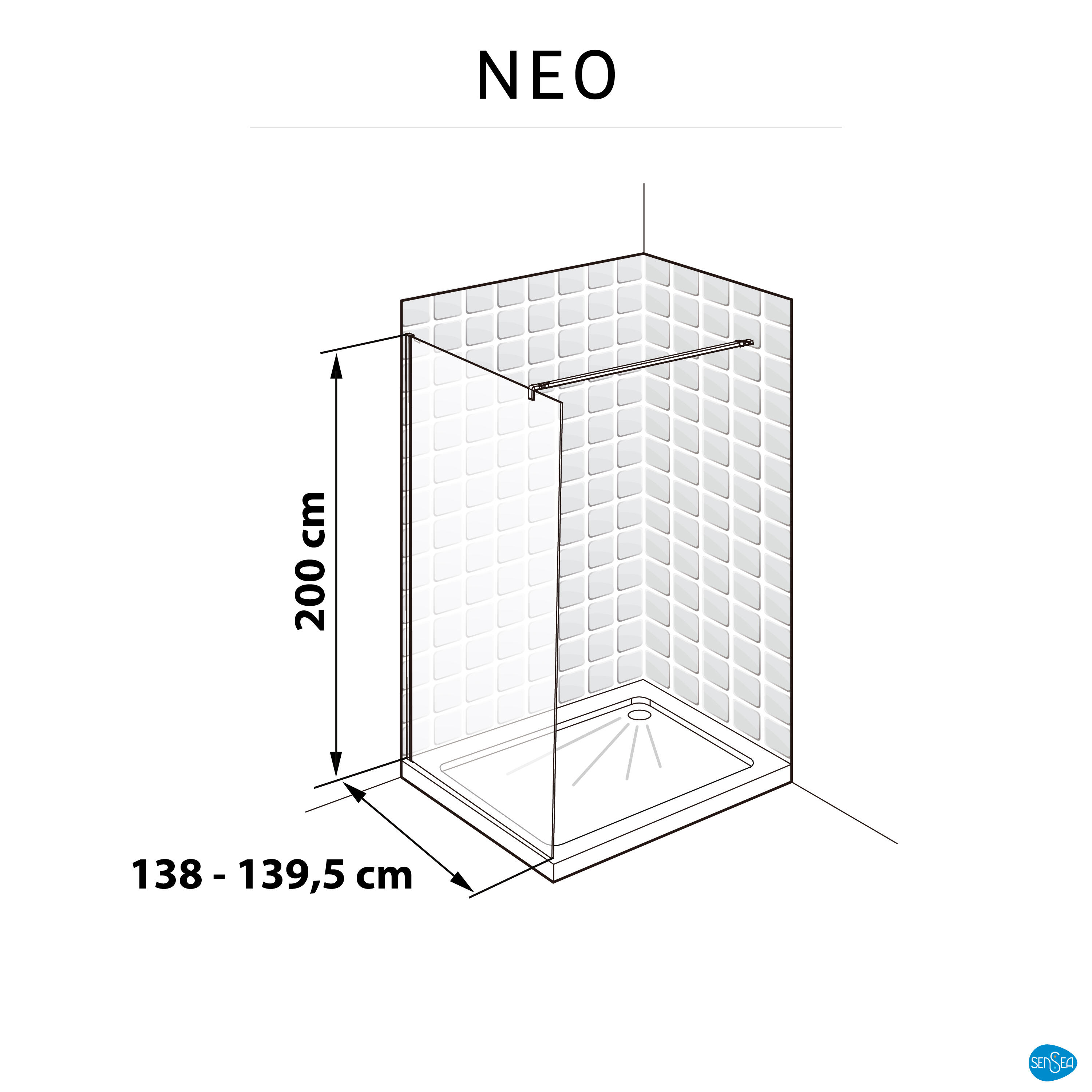 Box doccia walk-in Neo, vetro 8 mm, L 138-139.5 cm x H 200 cm, profilo cromo - 7