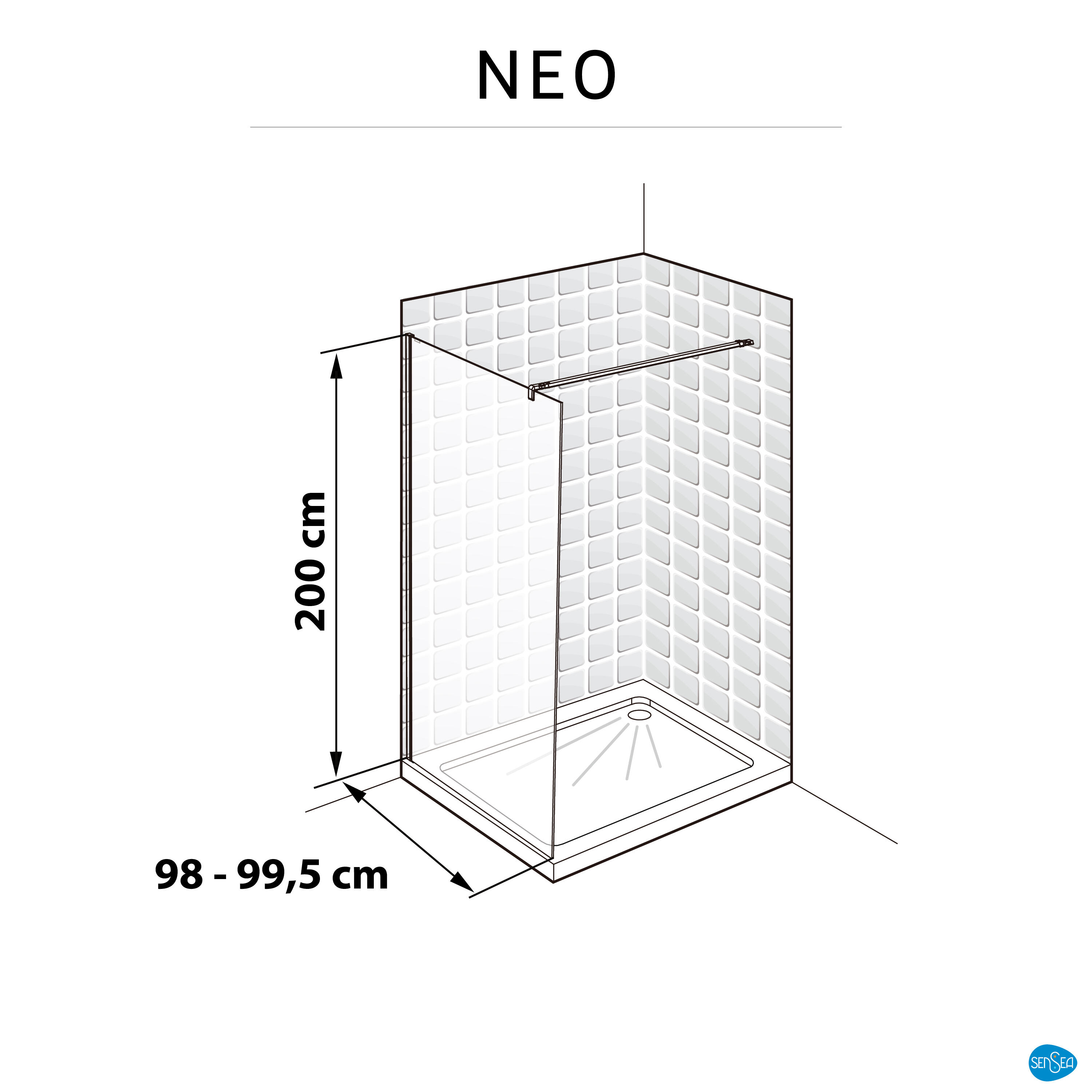 Box doccia walk-in Neo, vetro 8 mm, L 98.6-99.5 cm x H 200 cm, profilo cromo - 7