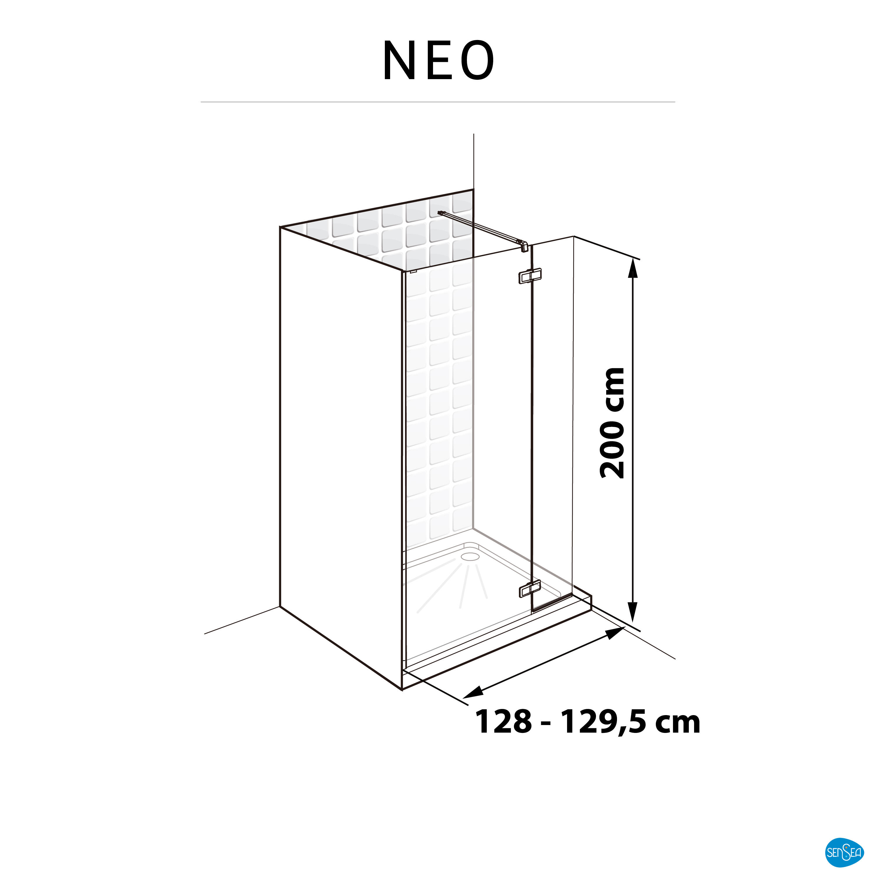 Painel de duche SENSEA NEO 130(90+40)X200CM PRETO - 8