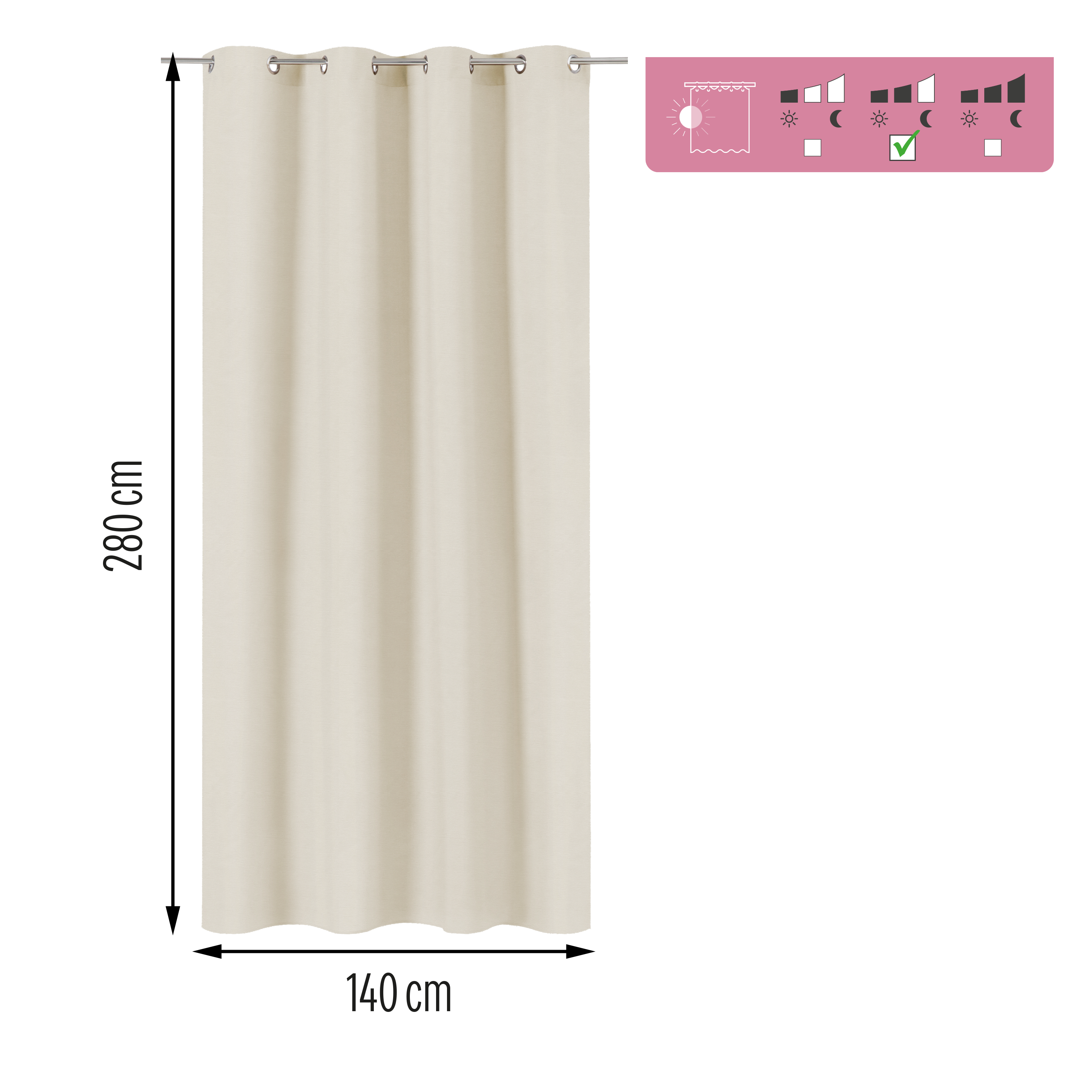 Cortina  ollaos Pharell  INSPIRE liso beige trench de 140x280cm - 2