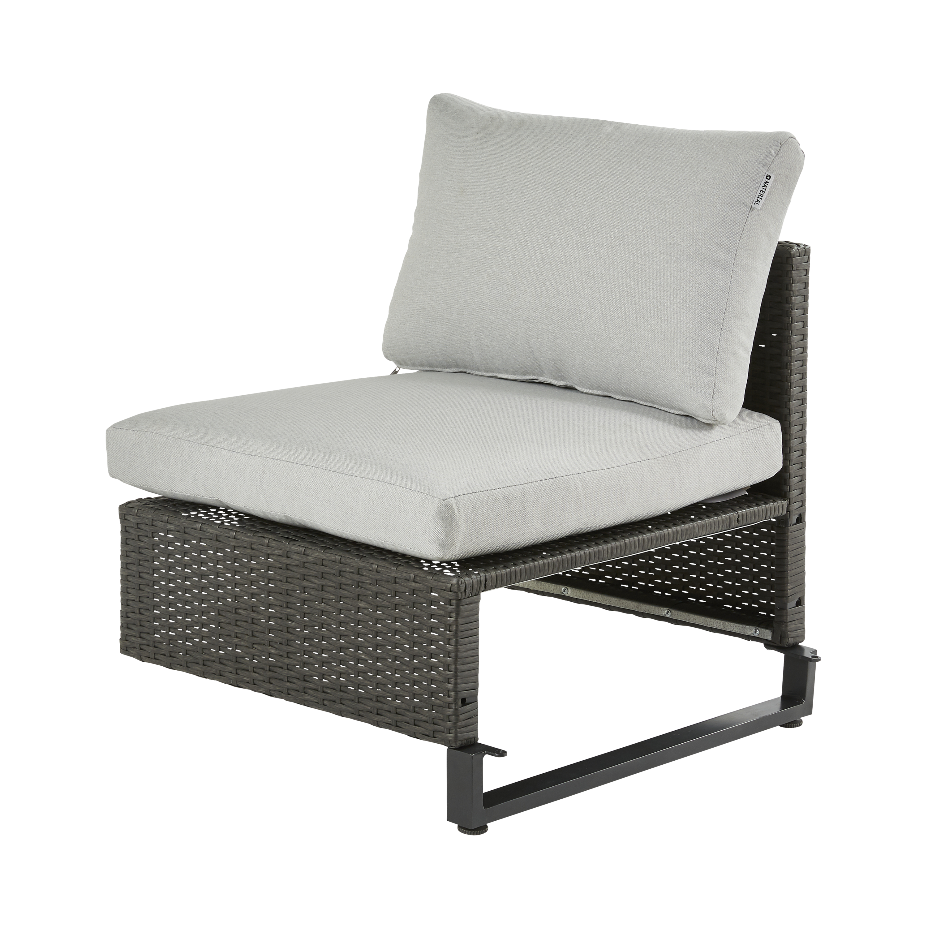 Poltrona centrale con cuscino grigio Noa NATERIAL, struttura in acciaio antracite seduta in rattan sintetico antracite, L 58 x H 62 x P 68 cm - 5