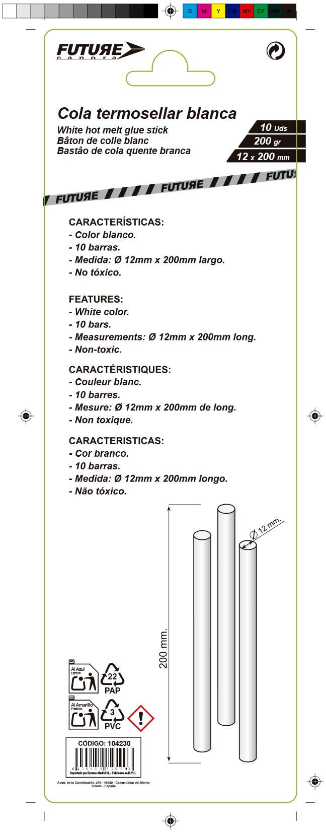 10 BARRAS COLA TERMOSELLAR 12X200MM 200GR BLANCA - 3