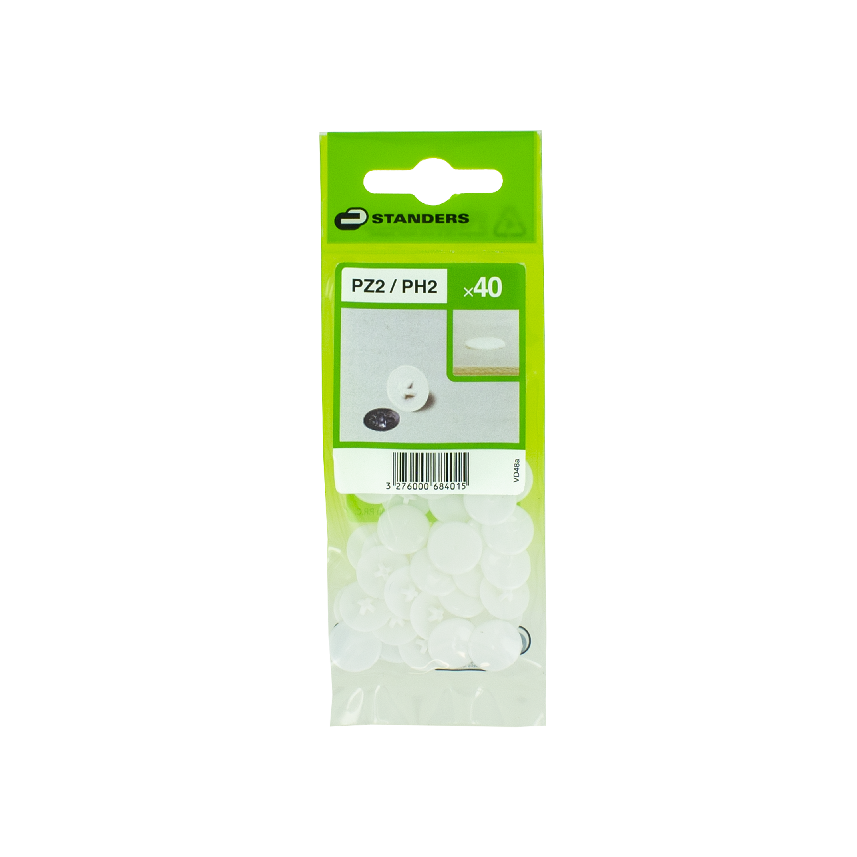 40 cache-vis plastique blanc tête ronde phillips STANDERS, Diam.4.5 mm - 5