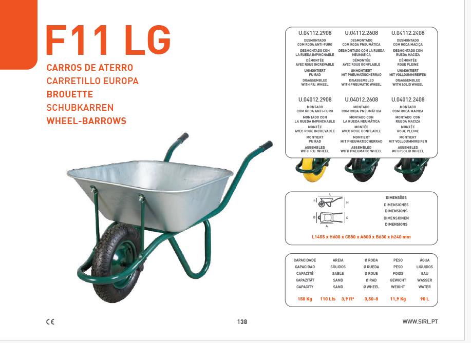 CARRETILLA GALVANIZADA 85 L RUEDA IMPINCHABLE - 4