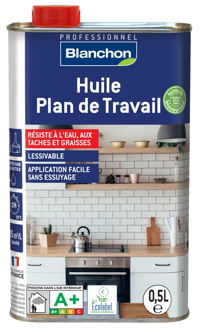 Huile plan de travail bois incolore 0,5 L - BLANCHON