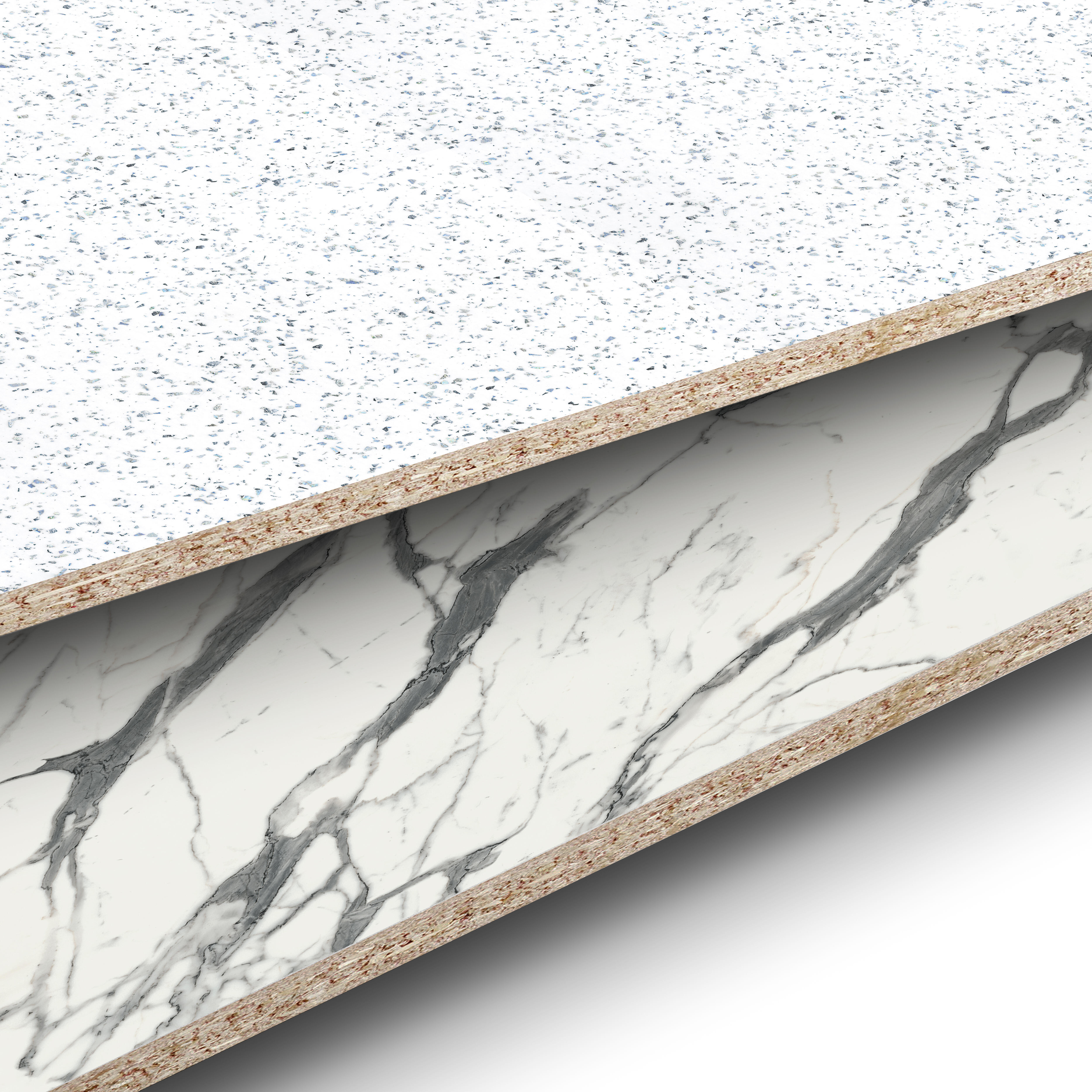Panou antistropire bucatarie, 300 x 60 x 0.8 cm, 2 fete, decor Alb / Marmura, lucios