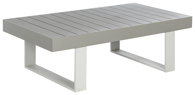 Tavolino da esterno Las Vegas NATERIAL struttura e superficie in alluminio grigio per 6 persone 73.5x132.5cm