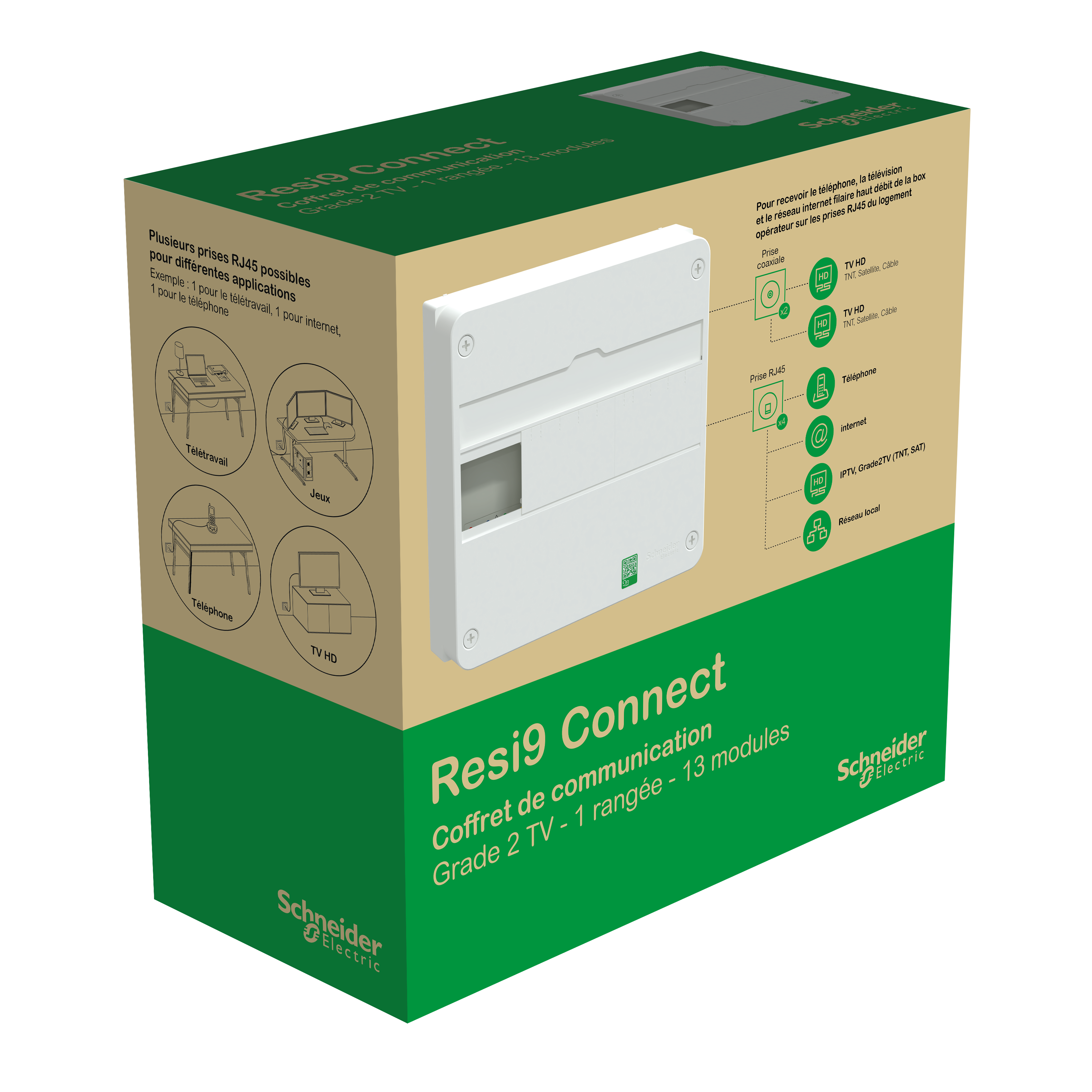 Coffret de communication 13 modules grade 2TV Resi9 Connect, SCHNEIDER ELECTRIC - 5