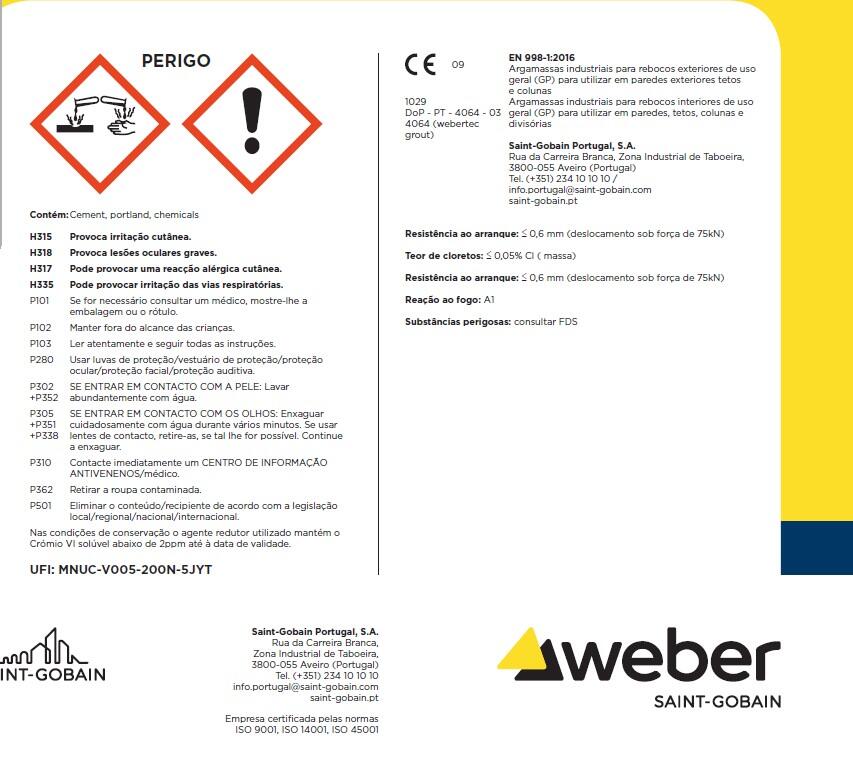 Argamassa de selagem WEBERTEC GROUT - 2