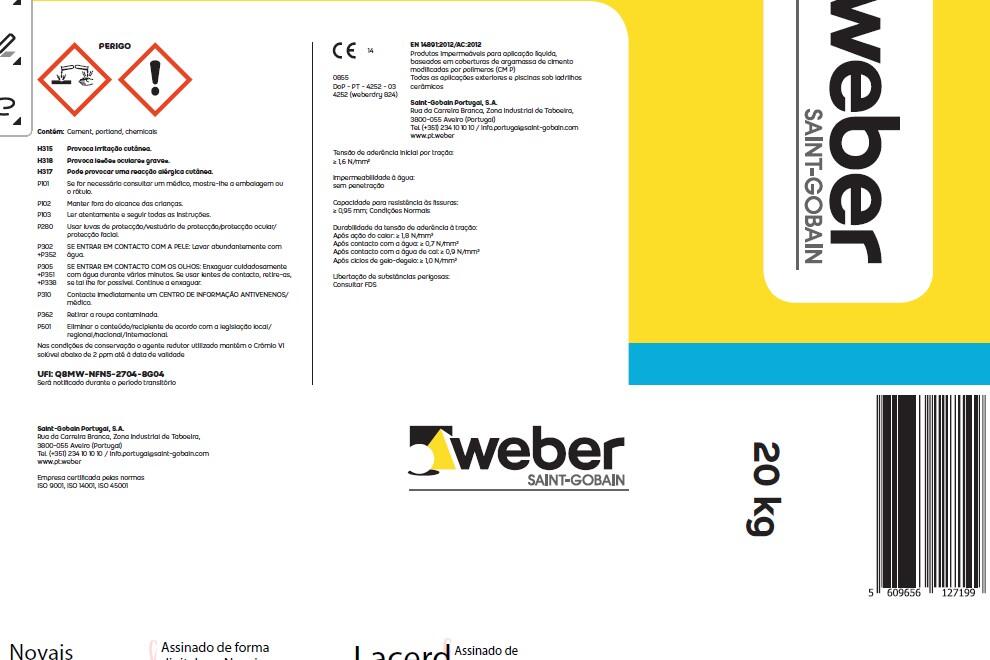 Argamassa de impermeabilização WEBERDRY 824 20KG - 2