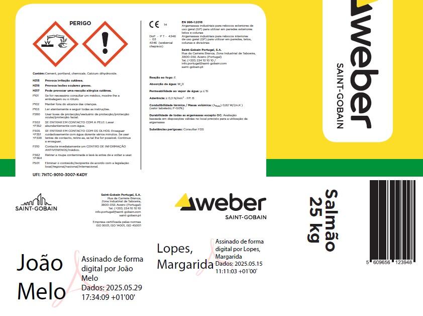 Argamassa para preparação e consolidação WEBERCAL CHAPISCO - 2