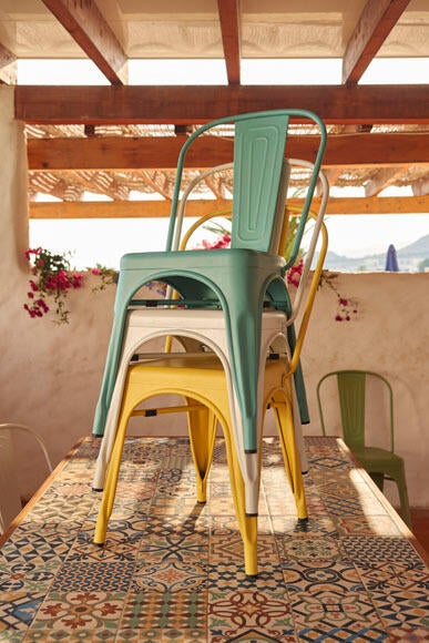 Cadeira de metal SOHO AZUL AQUA - 4