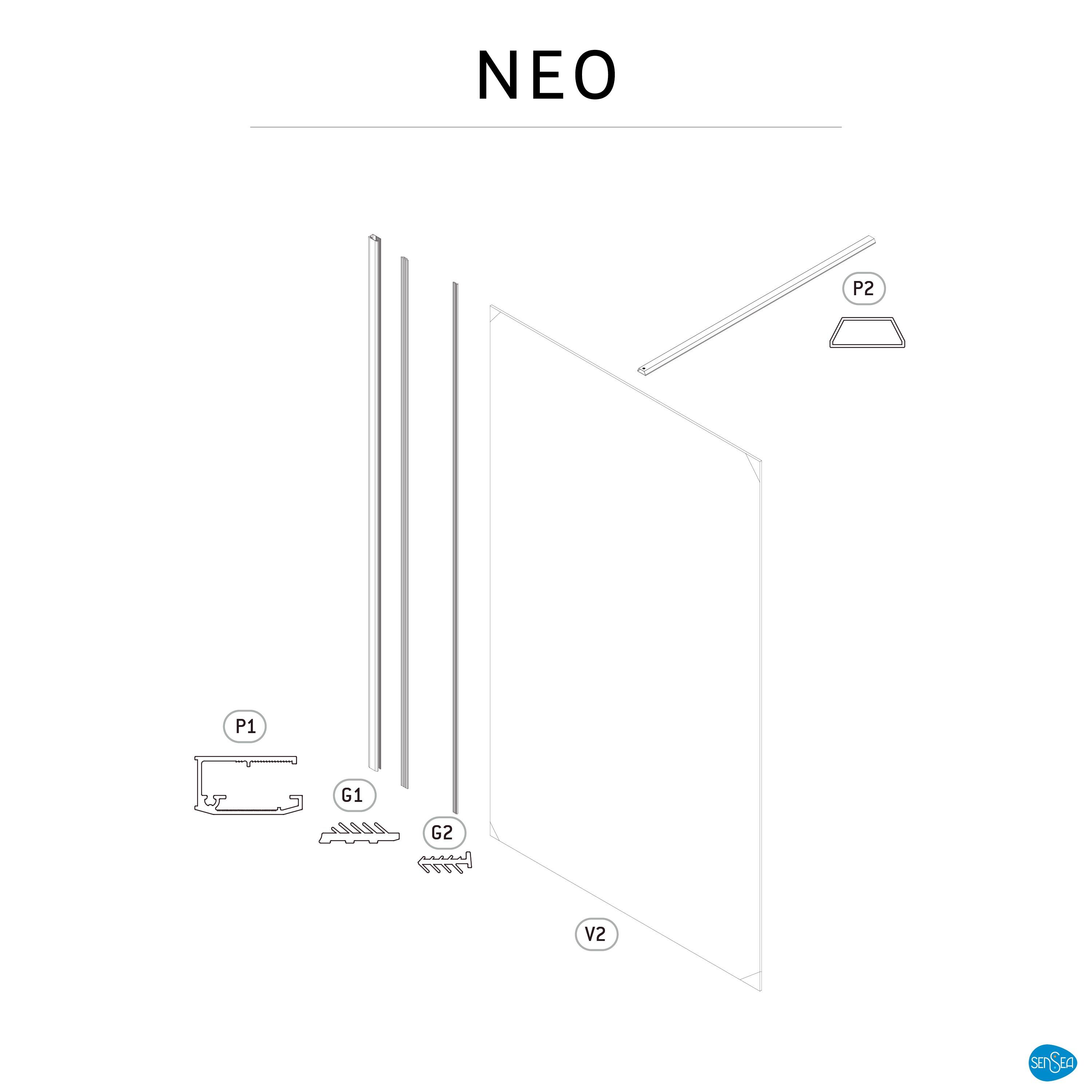Box doccia walk-in Neo, vetro 8 mm, L 138-139.5 cm x H 200 cm, profilo cromo - 8