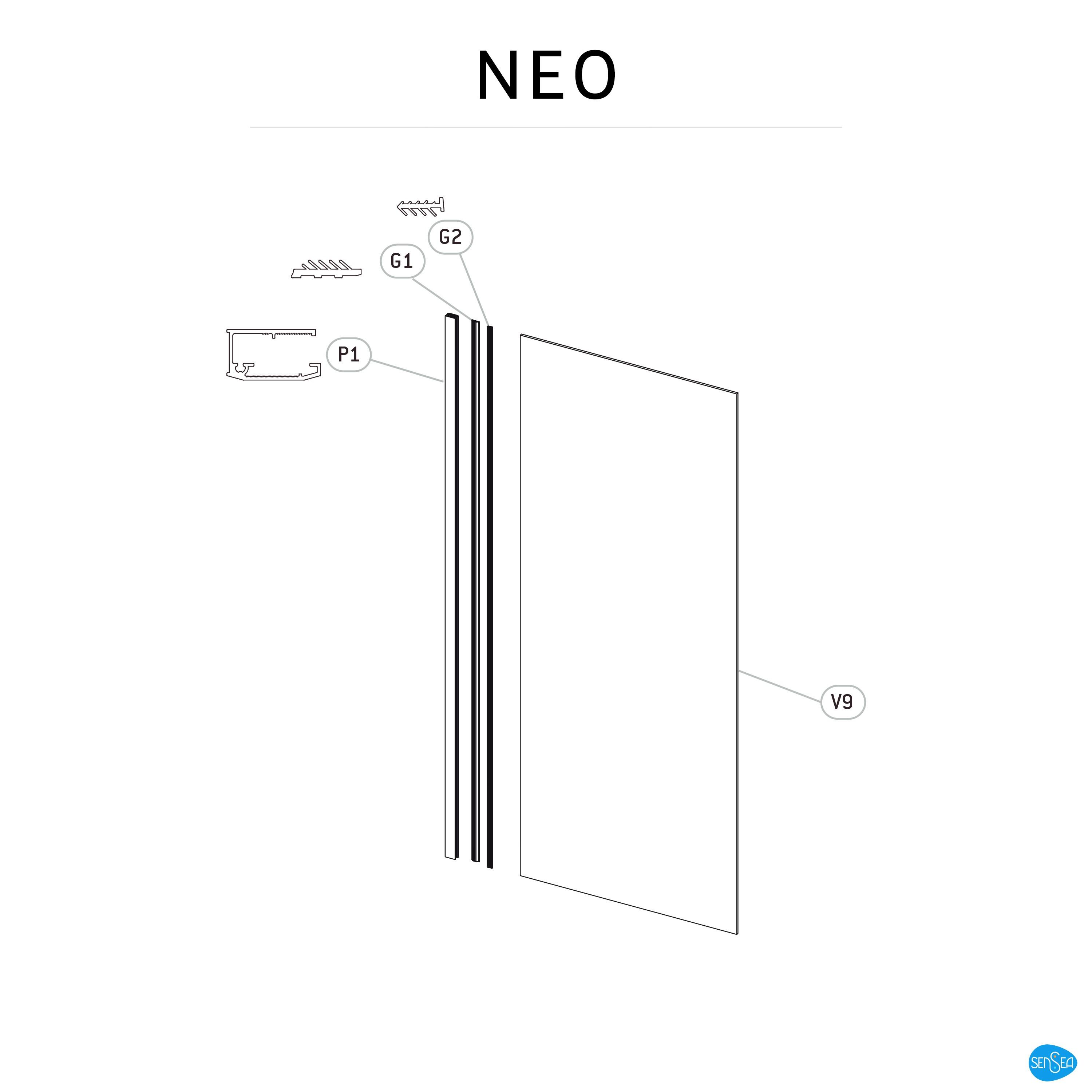 Ściana boczna do połączenia z drzwiami przesuwnymi Neo 90 X 200 Sensea - 4