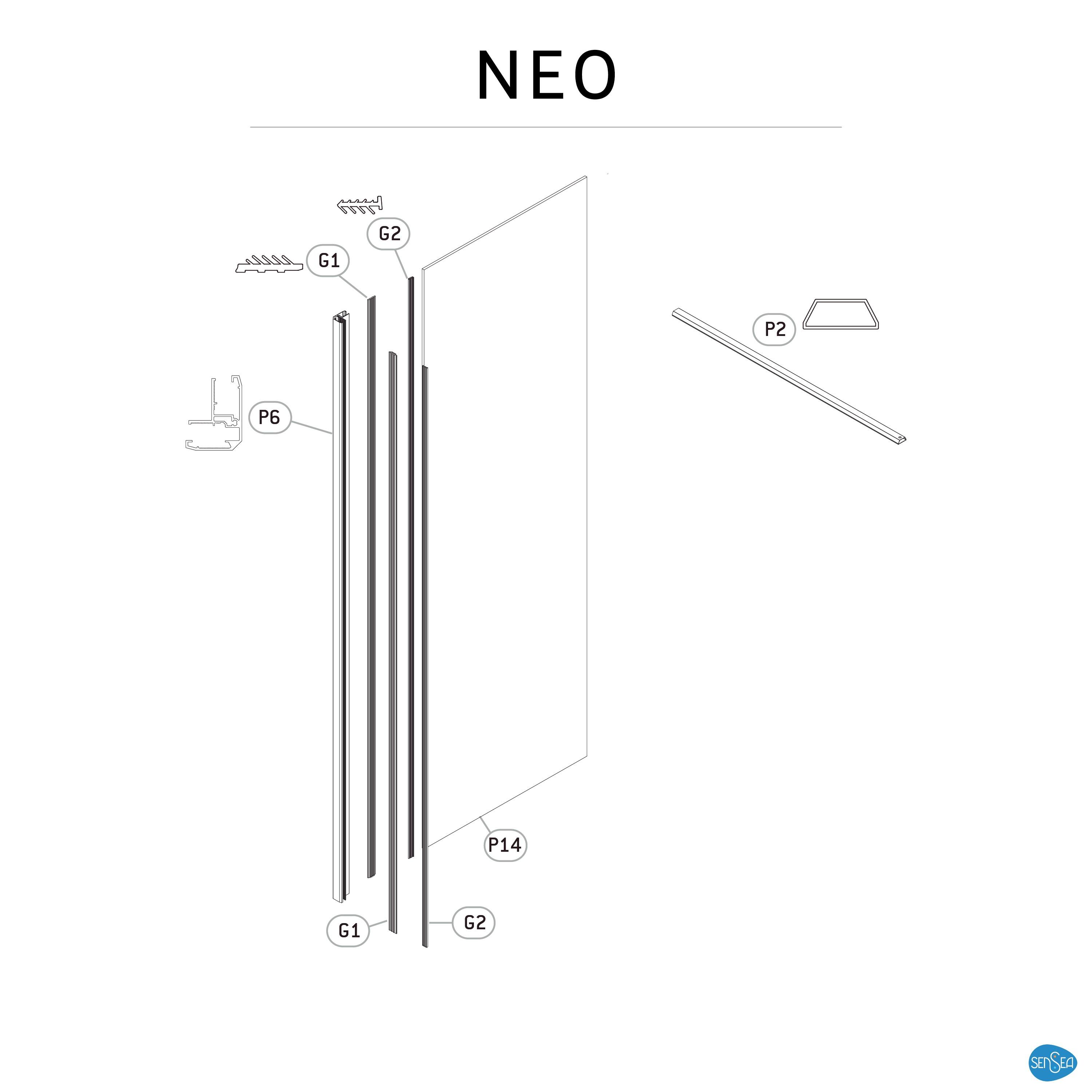 Ścianka boczna do połączenia z drzwiami uchylnymi Neo Struktura 90 X 200 Sensea - 8