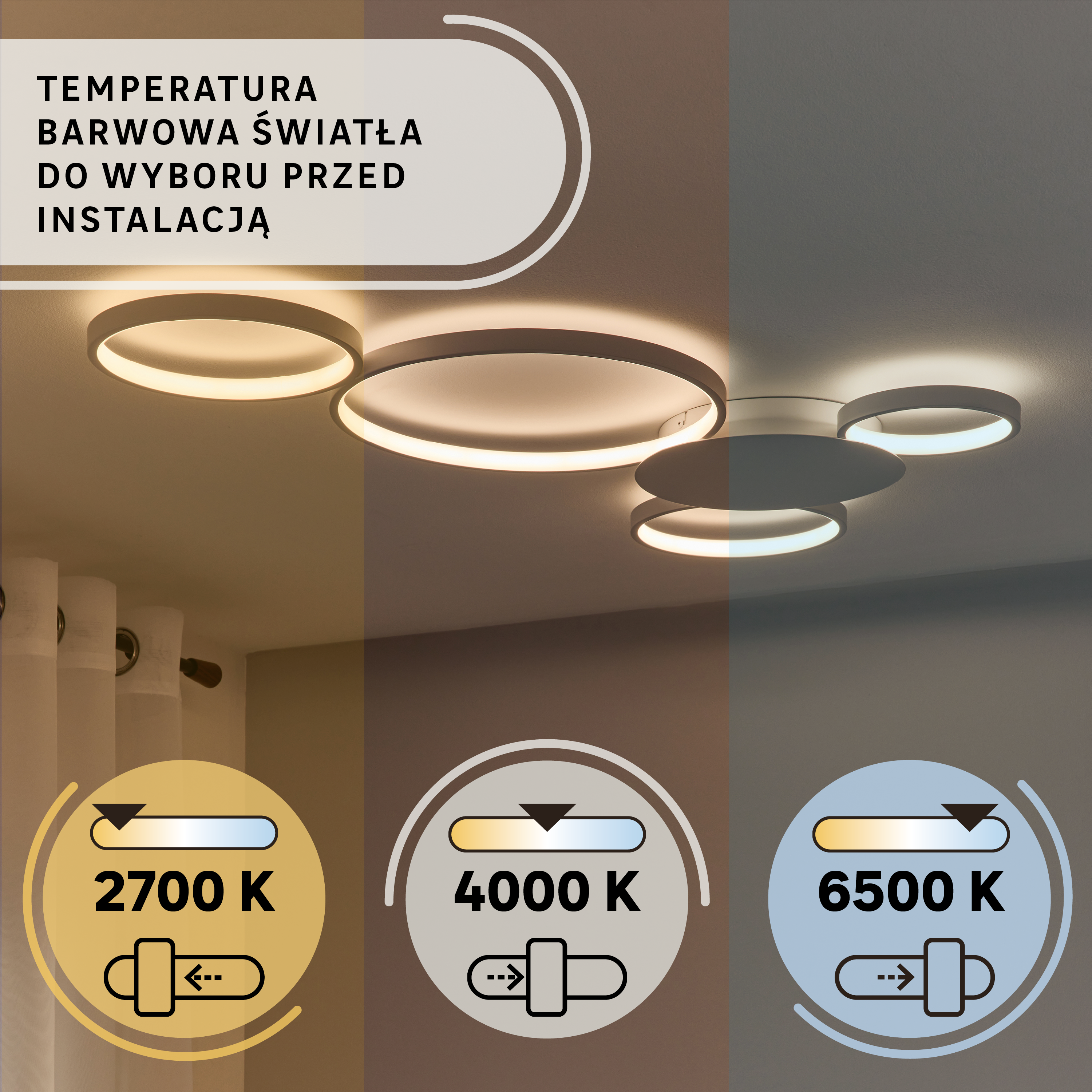 Plafon Tilia LED 7200 lm 41W barwa ciepła, neutralna, zimna 92 cm biały Inspire - 11