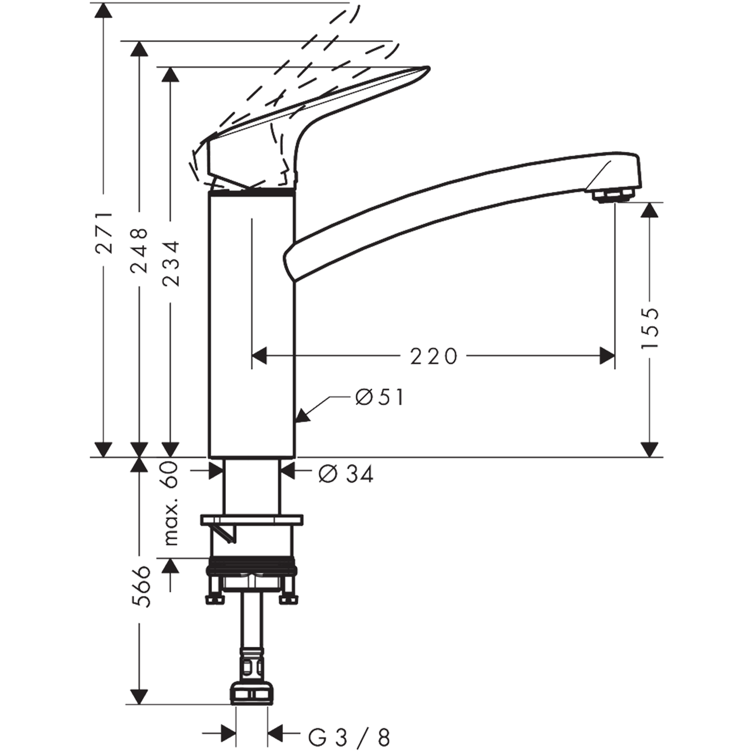 Bateria kuchenna Hansgrohe Mycube M chrom - 3