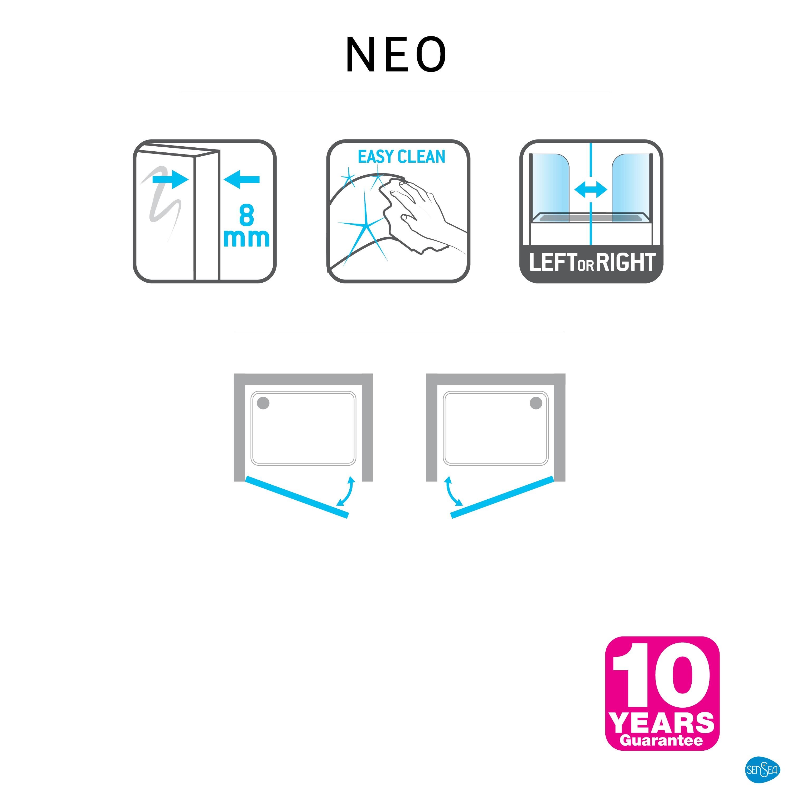 Porta doccia battente Neo, L 97.6-100.5 cm x H 200 cm x SP 8 mm, profilo nero - 13