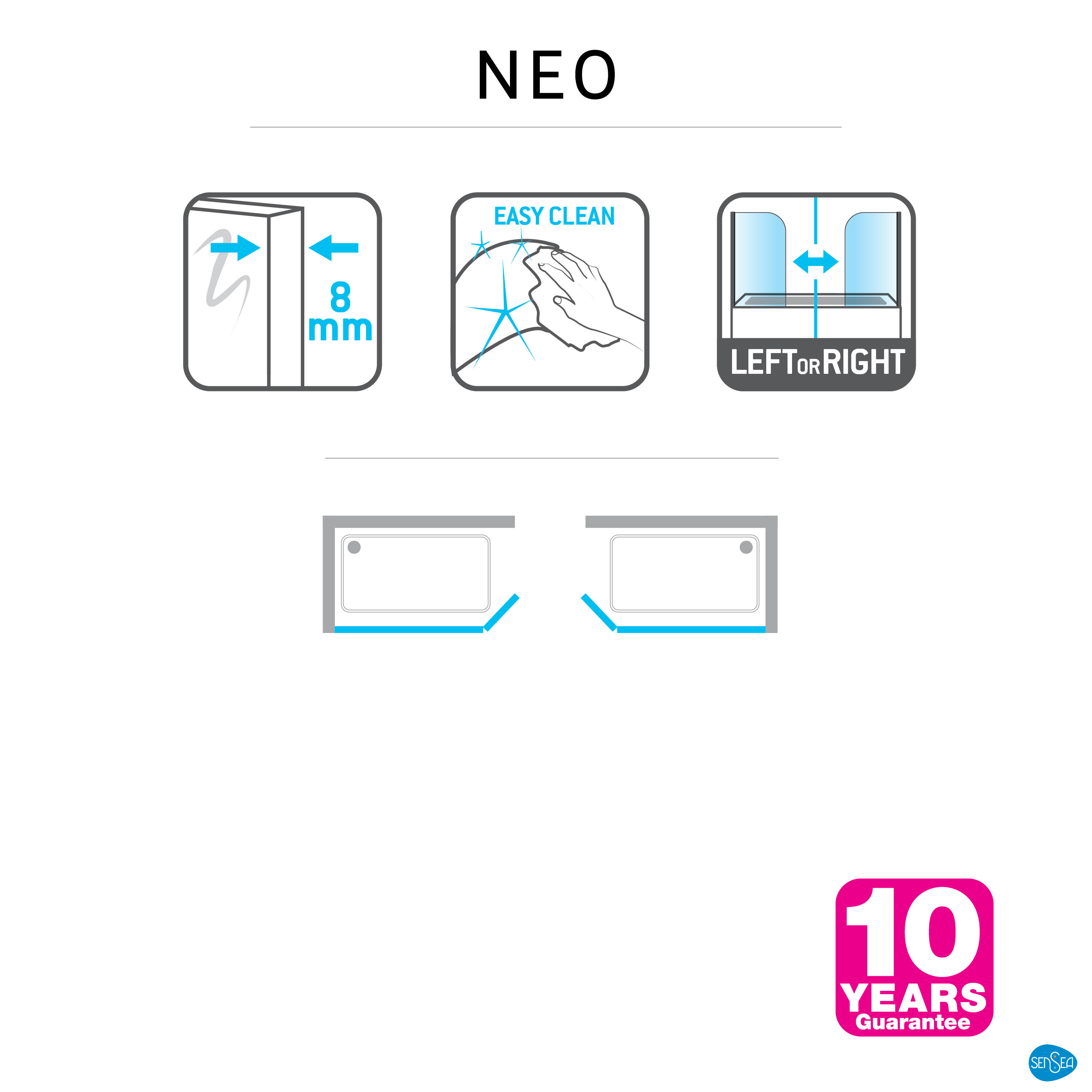 paroi de douche à l'italienne avec déflecteur neo sensea  - 1