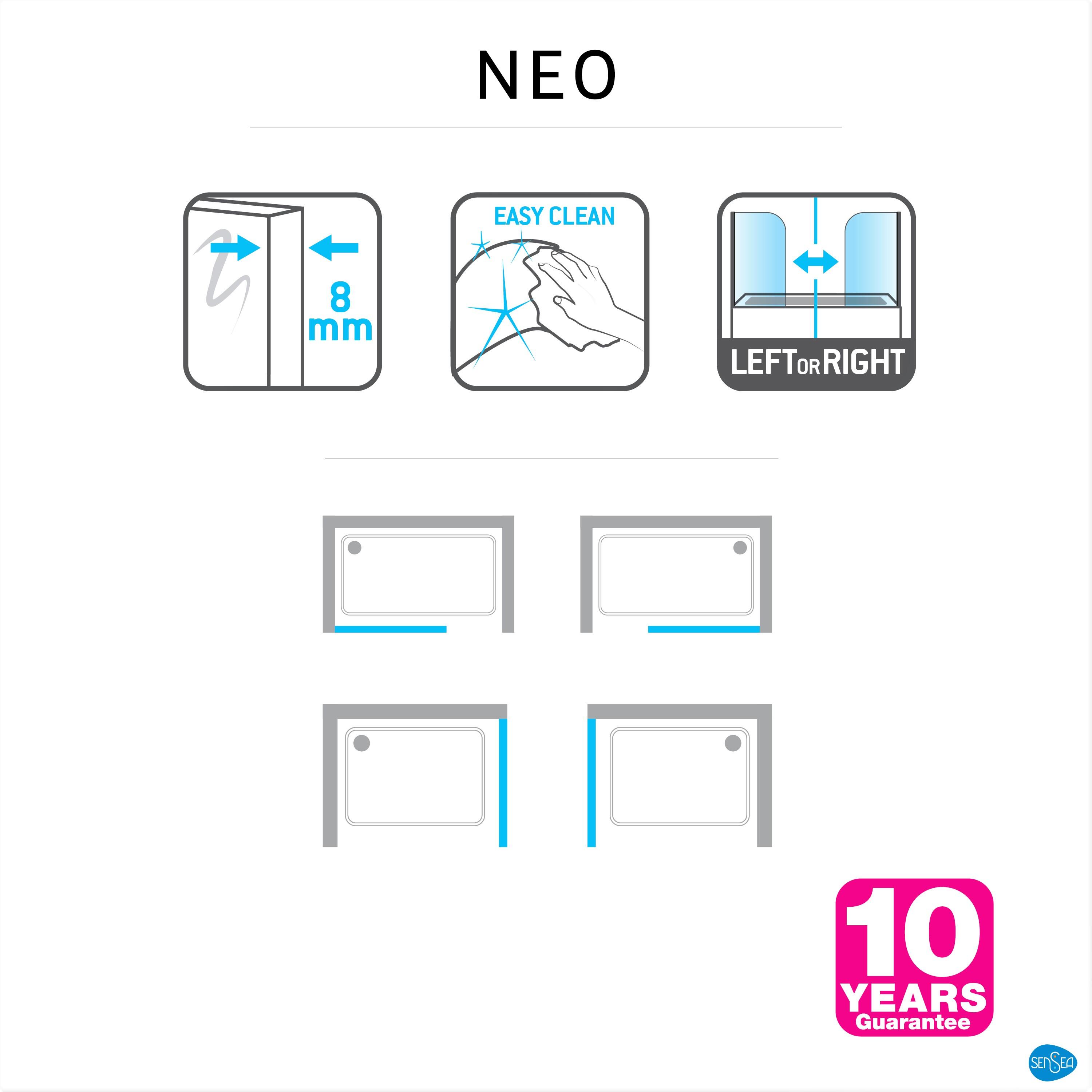 Box doccia walk-in Neo, vetro 8 mm, L 98.6-99.5 cm x H 200 cm, profilo cromo - 10