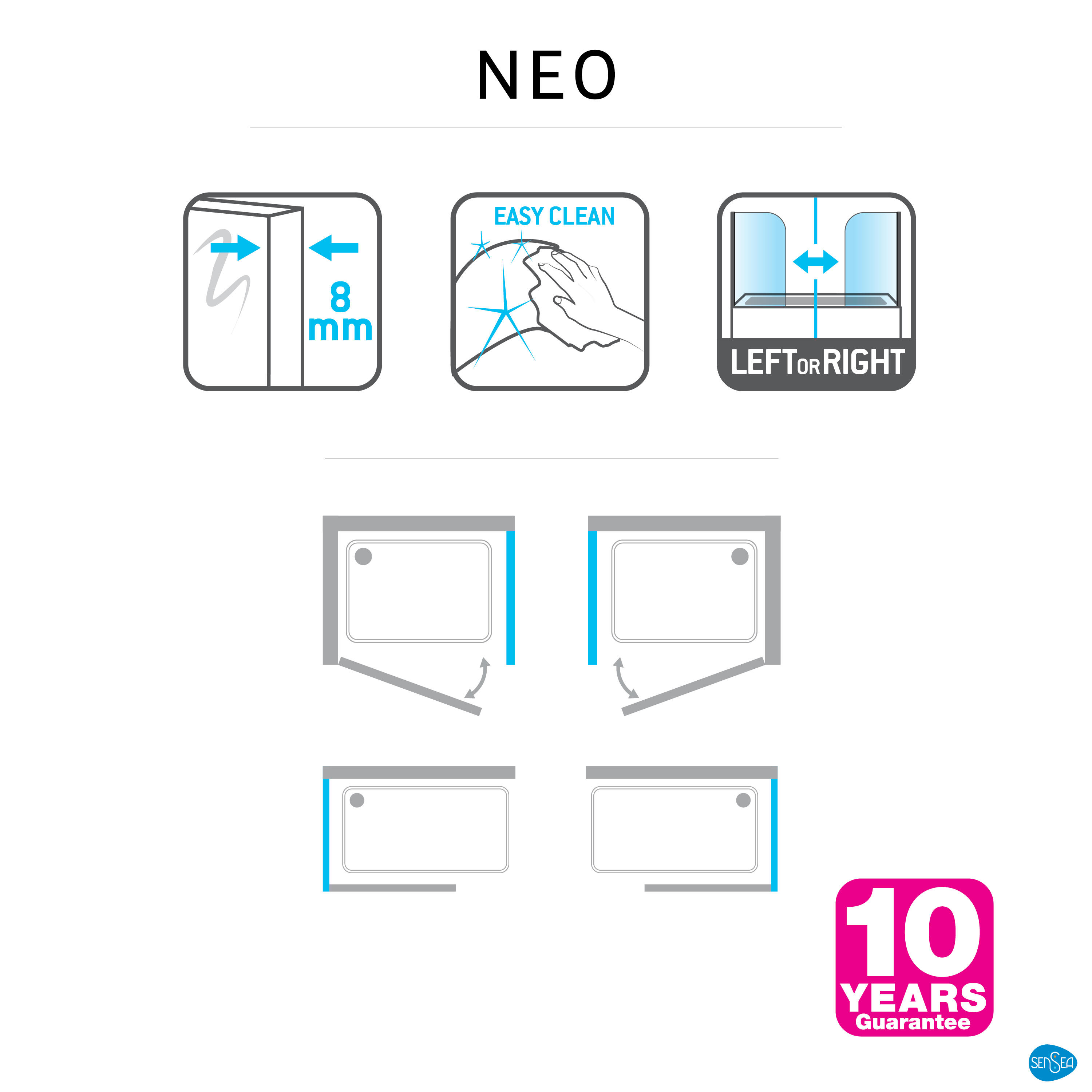 Ścianka boczna do połączenia z drzwiami uchylnymi Neo Struktura 80 X 200 Sensea - 9
