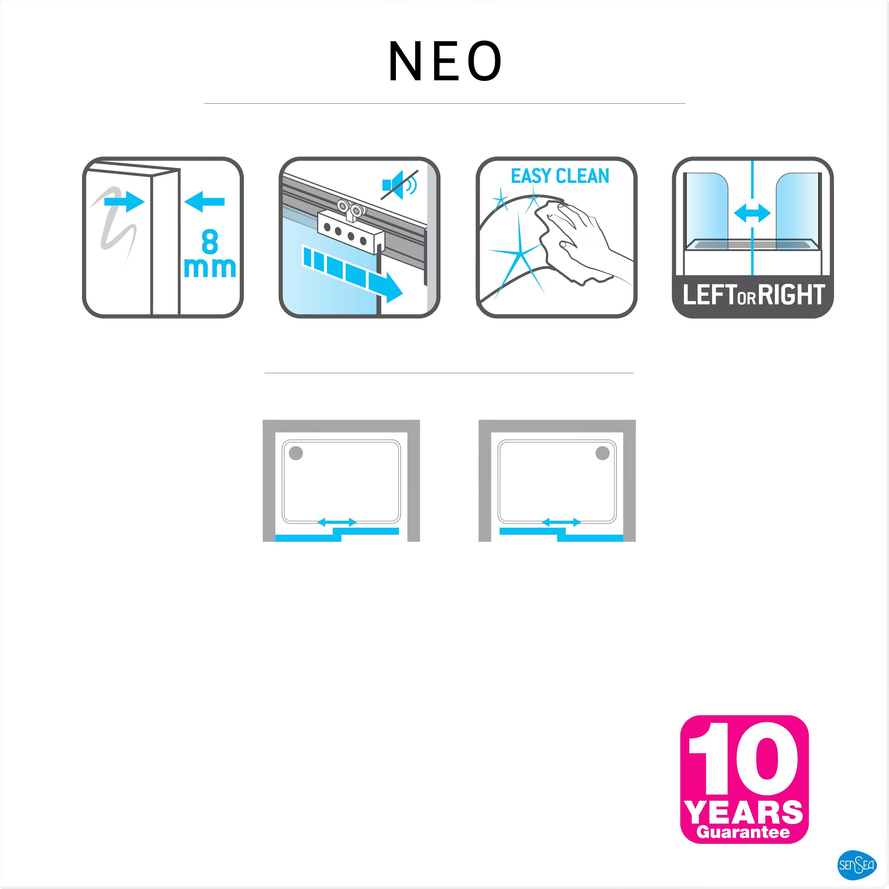 Porta doccia scorrevole Neo, L 116.6-119.6 cm x H 200 cm x SP 8 mm, profilo nero - 15