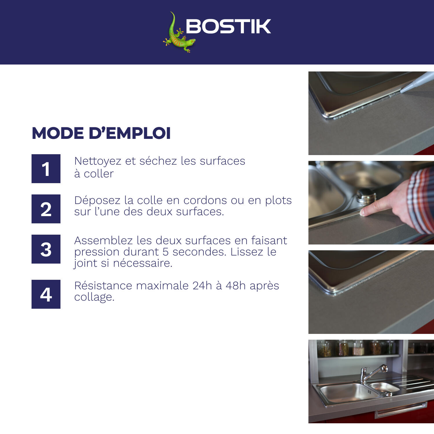 Colle de fixation gel MS polymère BOSTIK Métal / inox fix&pro msp116 gris, 290ml - 5