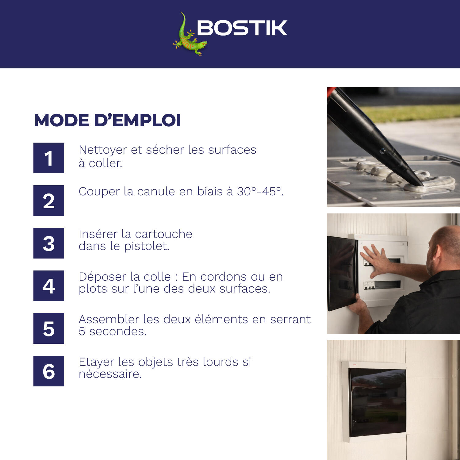 Colle de fixation gel MS polymère BOSTIK Objet lourd fix&pro msp118 blanc, 290ml - 5