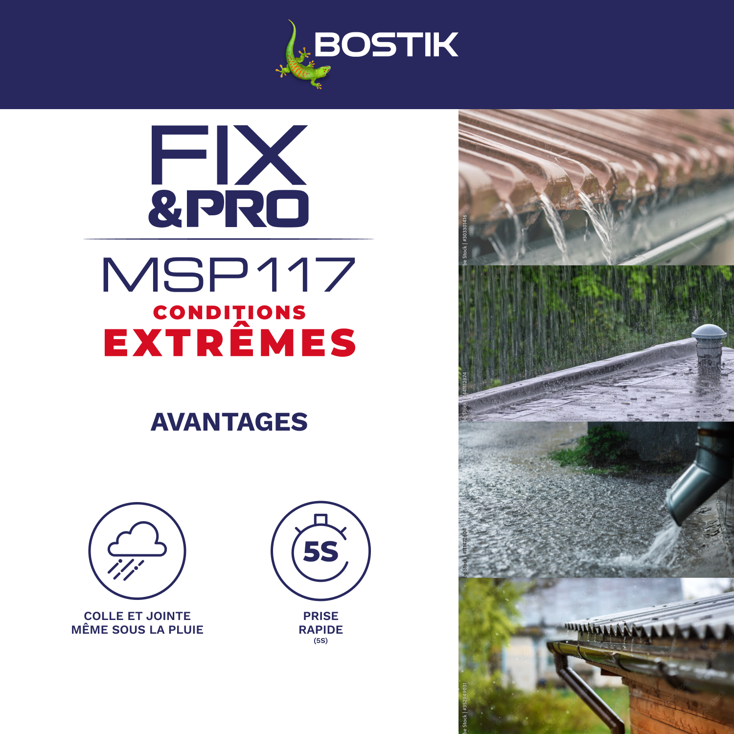 Colle fixation gel MS polymère BOSTIK Cond extrêmes fix&pro msp117 blanc, 290ml - 4