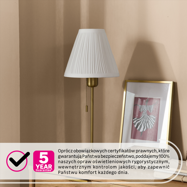 Lampka stołowa Silvana E27 wys. 51.5 cm mosiądz Inspire