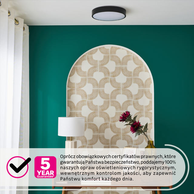 Plafon Liora LED 2300 lm 11W barwa ciepła 33 cm czarna Inspire