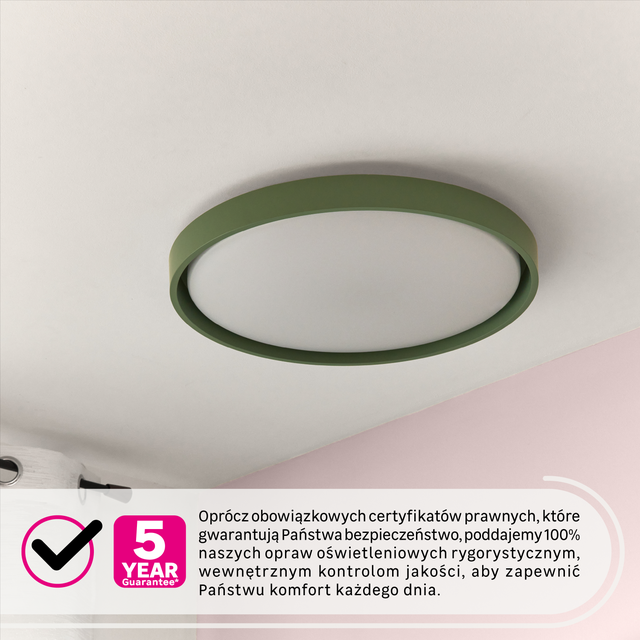 Plafon Coralia LED z pilotem 6150 lm 32.8W barwa ciepła, neutralna, zimna 51.5 cm zielony Inspire