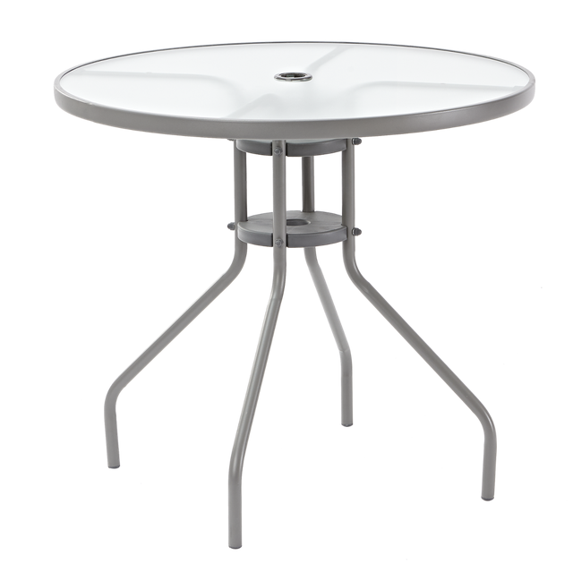 Tavolo da pranzo per giardino Elia Fix in acciaio con piano in vetro traslucido per 6 persone 80x80cm