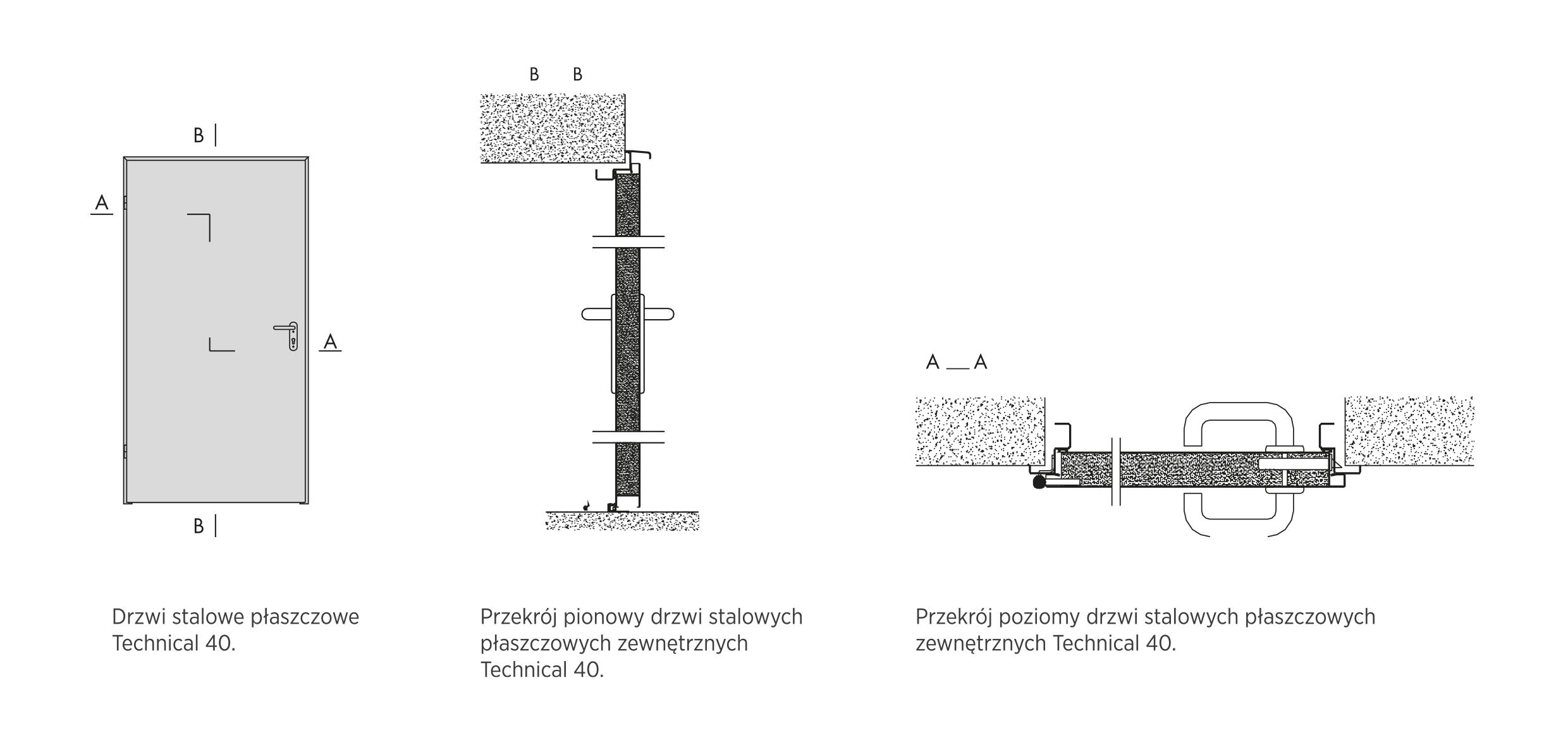 Drzwi zewnętrzne techniczne Technical 40, 90 cm, lewe, RAL 9016 - 4